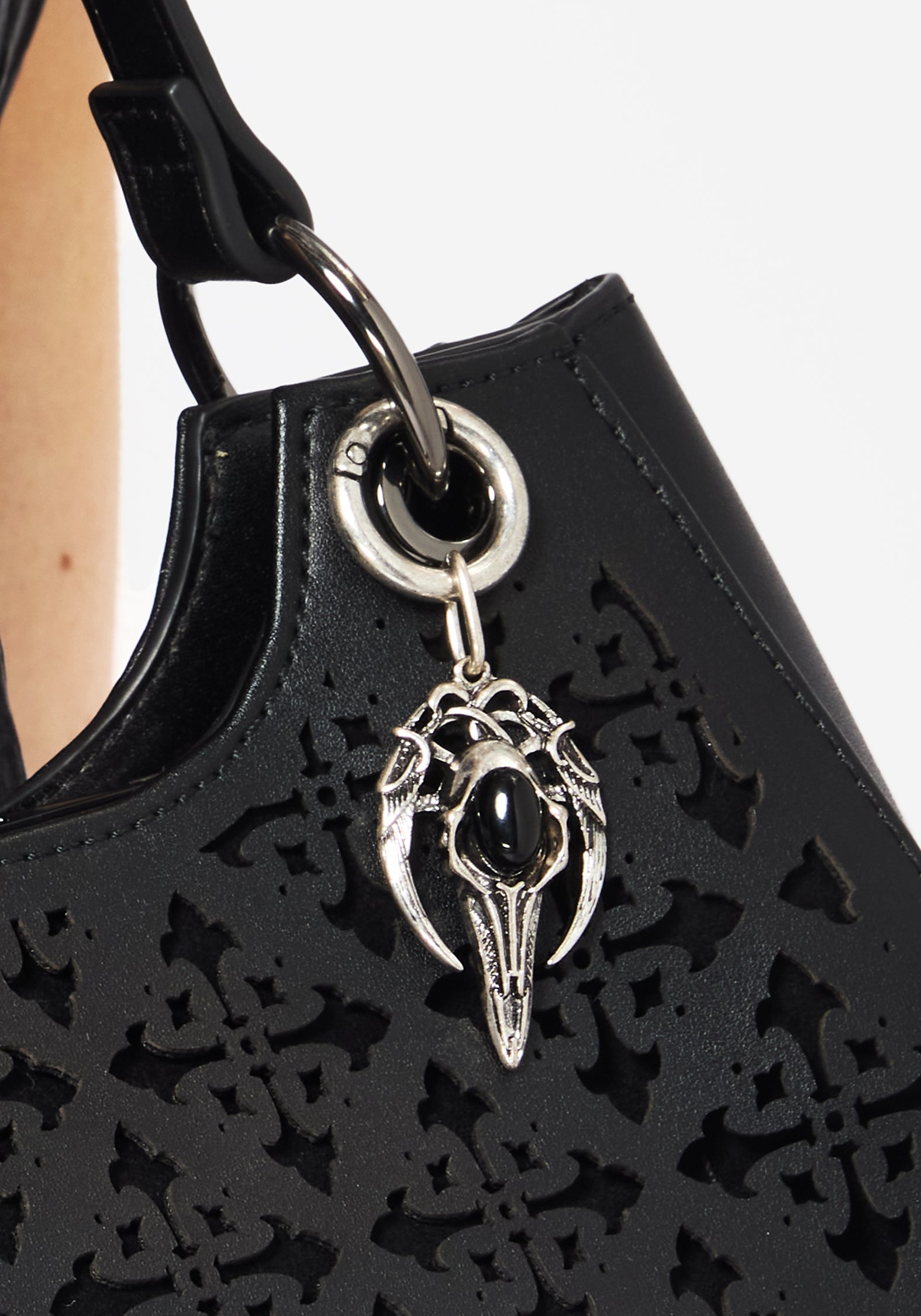 Silver Ram Skull Charm for Boots & Bags | Clip-On O-Ring Design