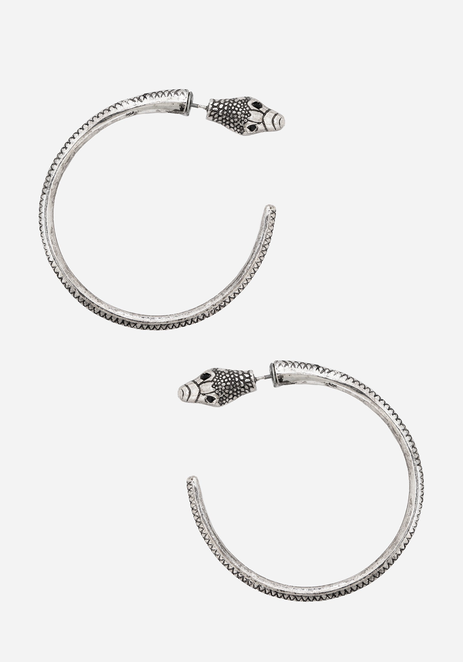Silver Snake Hoop Earrings | Recycled Zinc & Stainless Steel