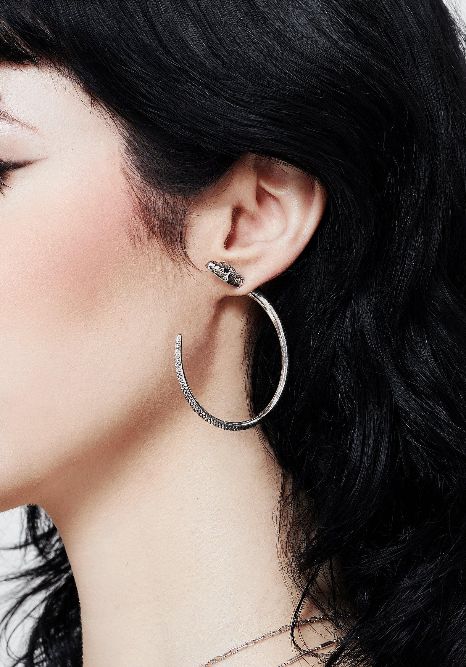 Silver Snake Hoop Earrings | Recycled Zinc & Stainless Steel