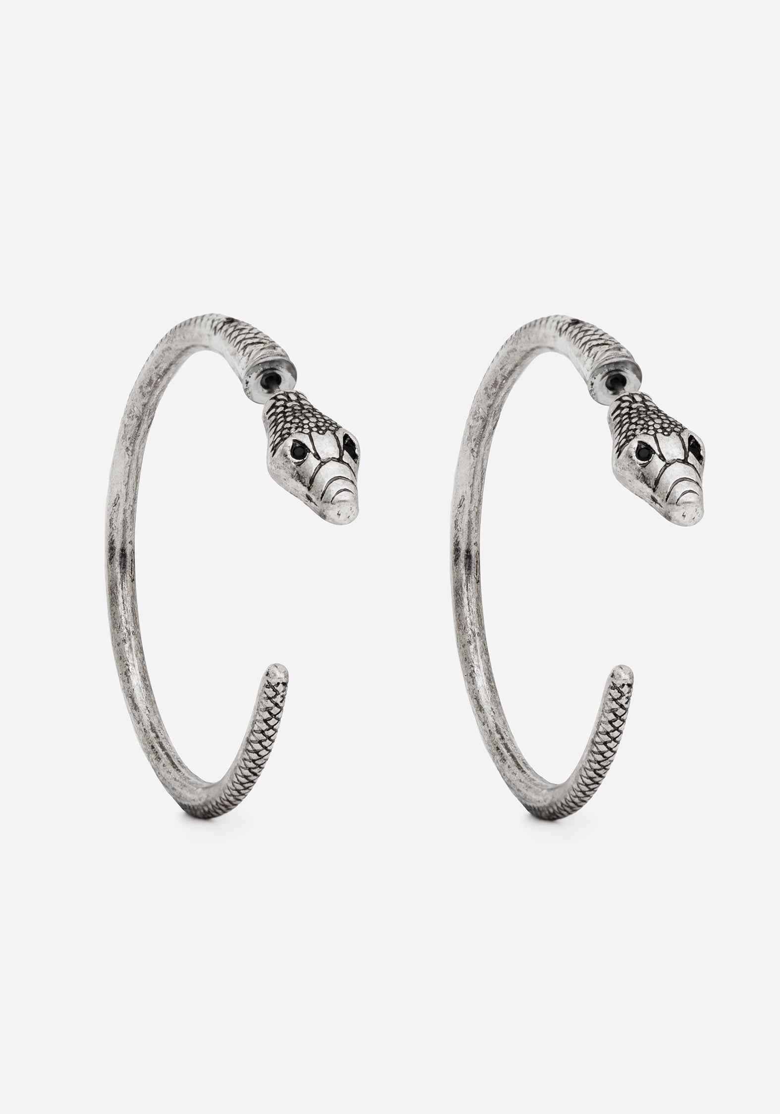 Silver Snake Hoop Earrings | Recycled Zinc & Stainless Steel