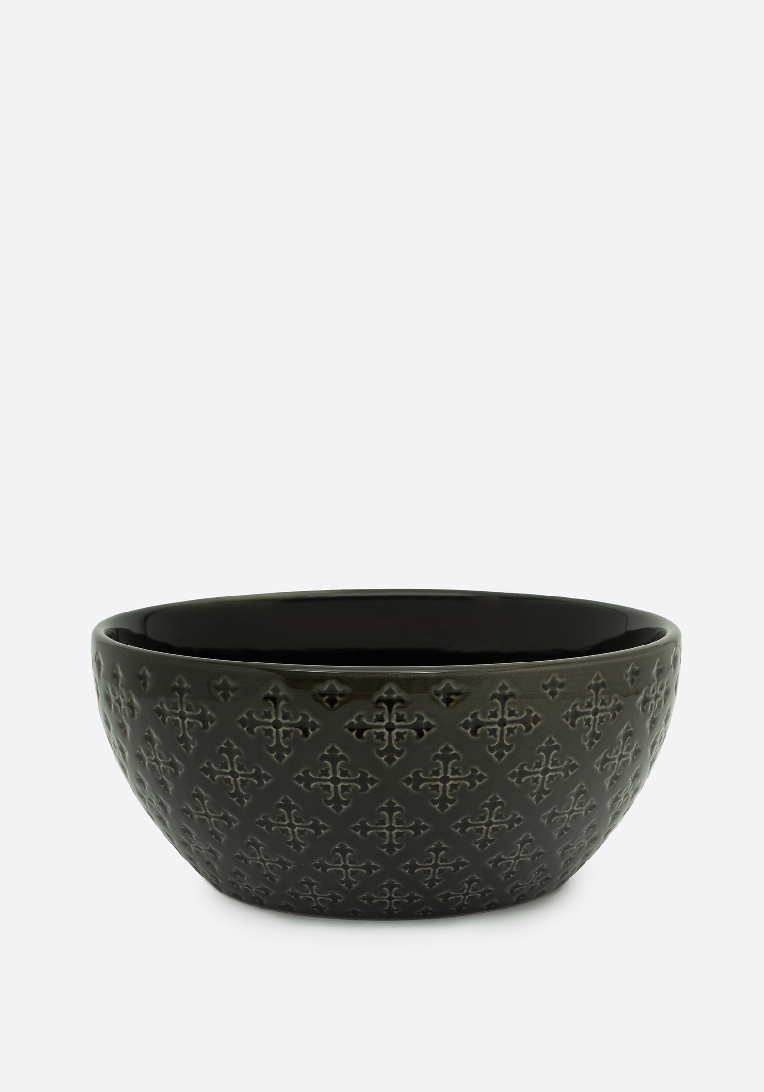 Crux Ombre Ceramic Bowl Set (4-Piece) | Black & Green | Microwave Safe