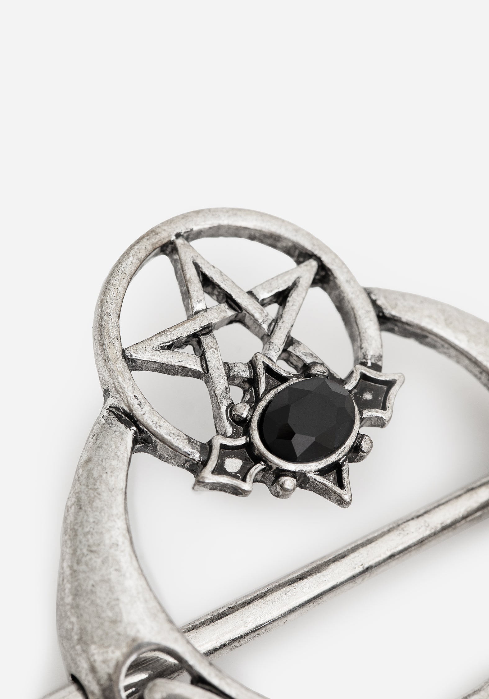 Silver Pentagram & Moon Hair Clip with Pin | Druantia Celtic Braid Slide