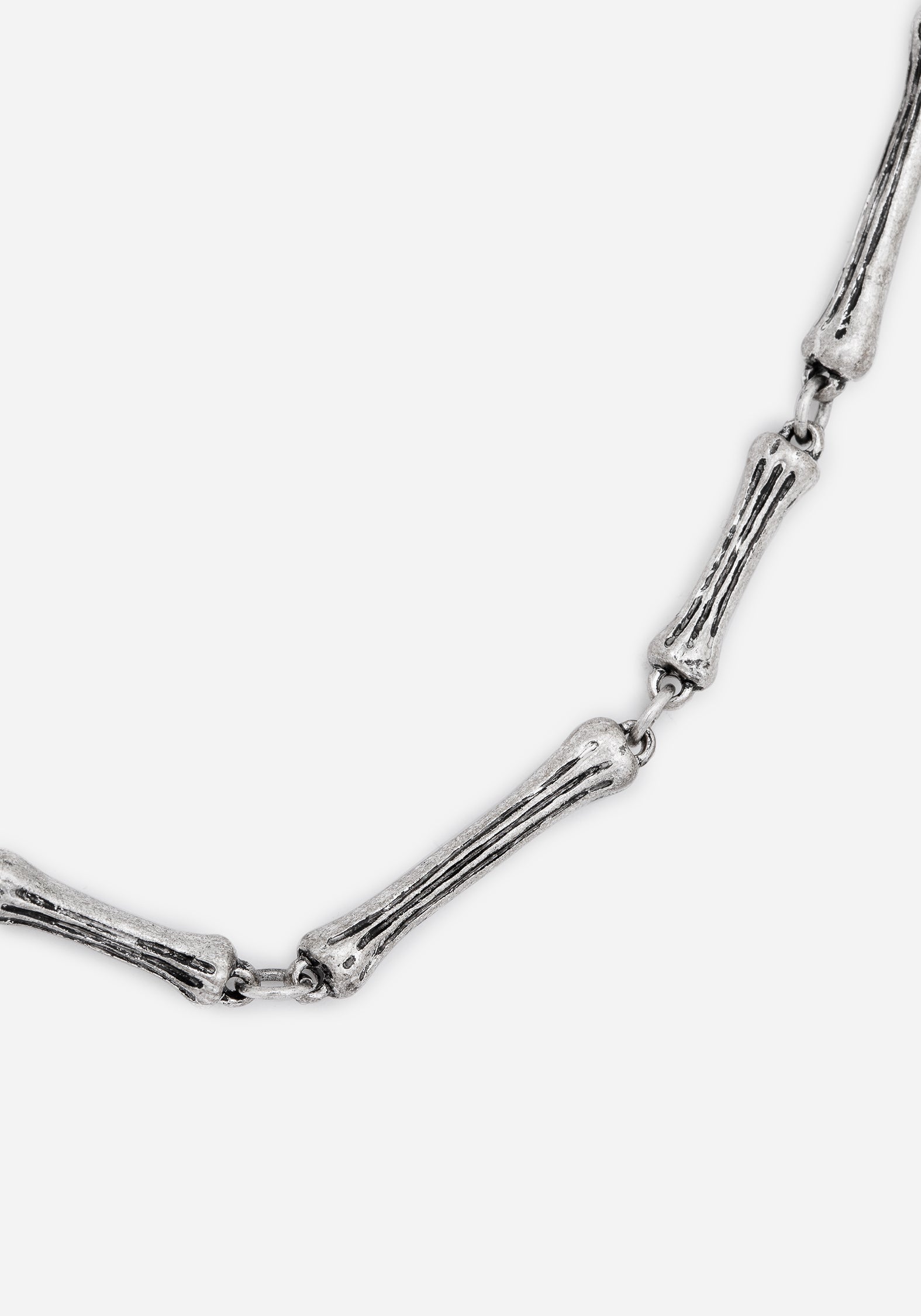 Silver Bones Choker Necklace with Adjustable Lobster Clasp