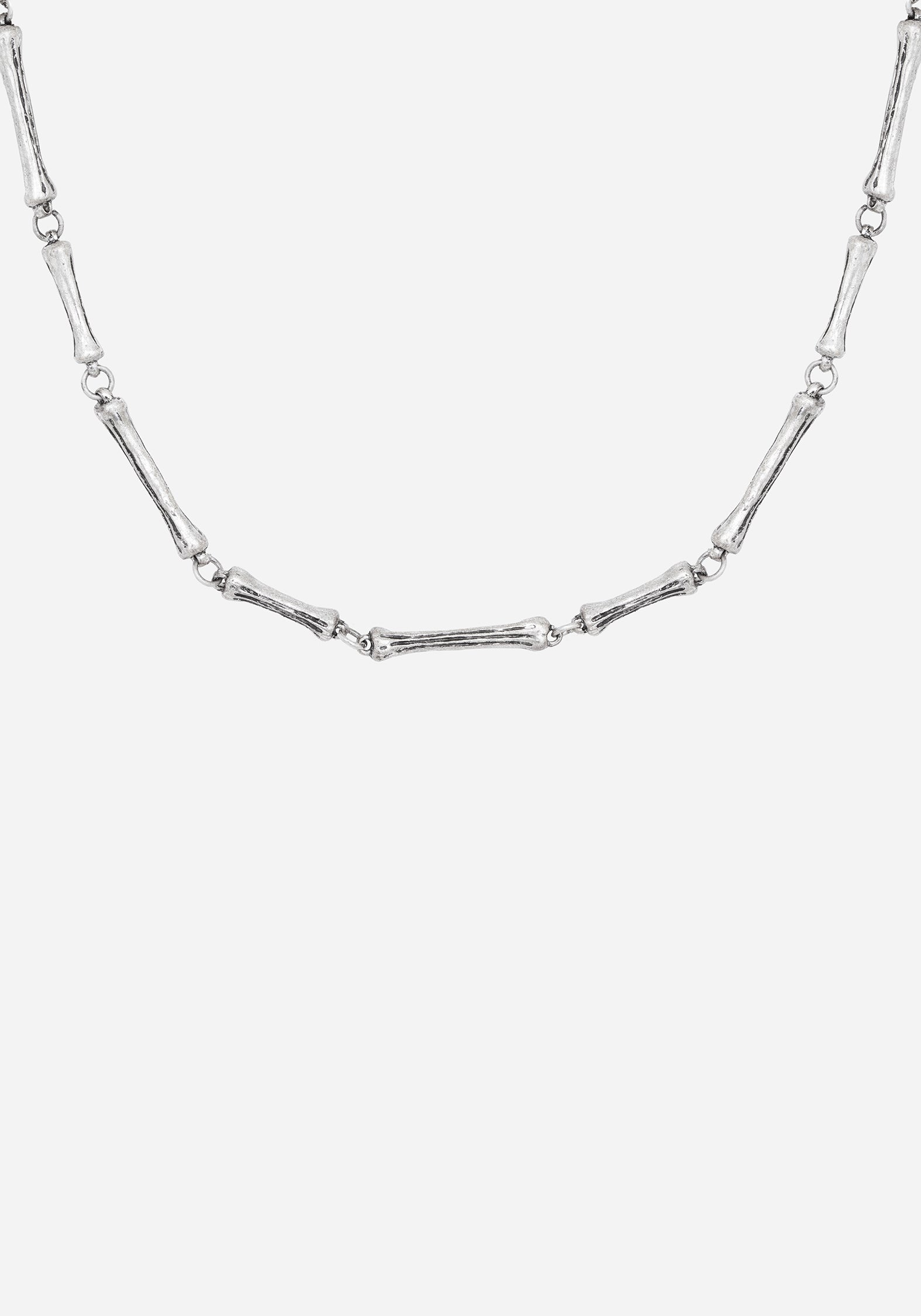Silver Bones Choker Necklace with Adjustable Lobster Clasp