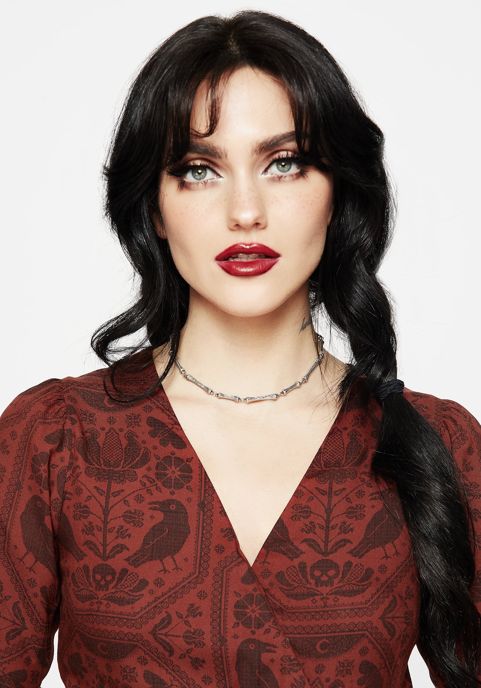 Silver Bones Choker Necklace with Adjustable Lobster Clasp