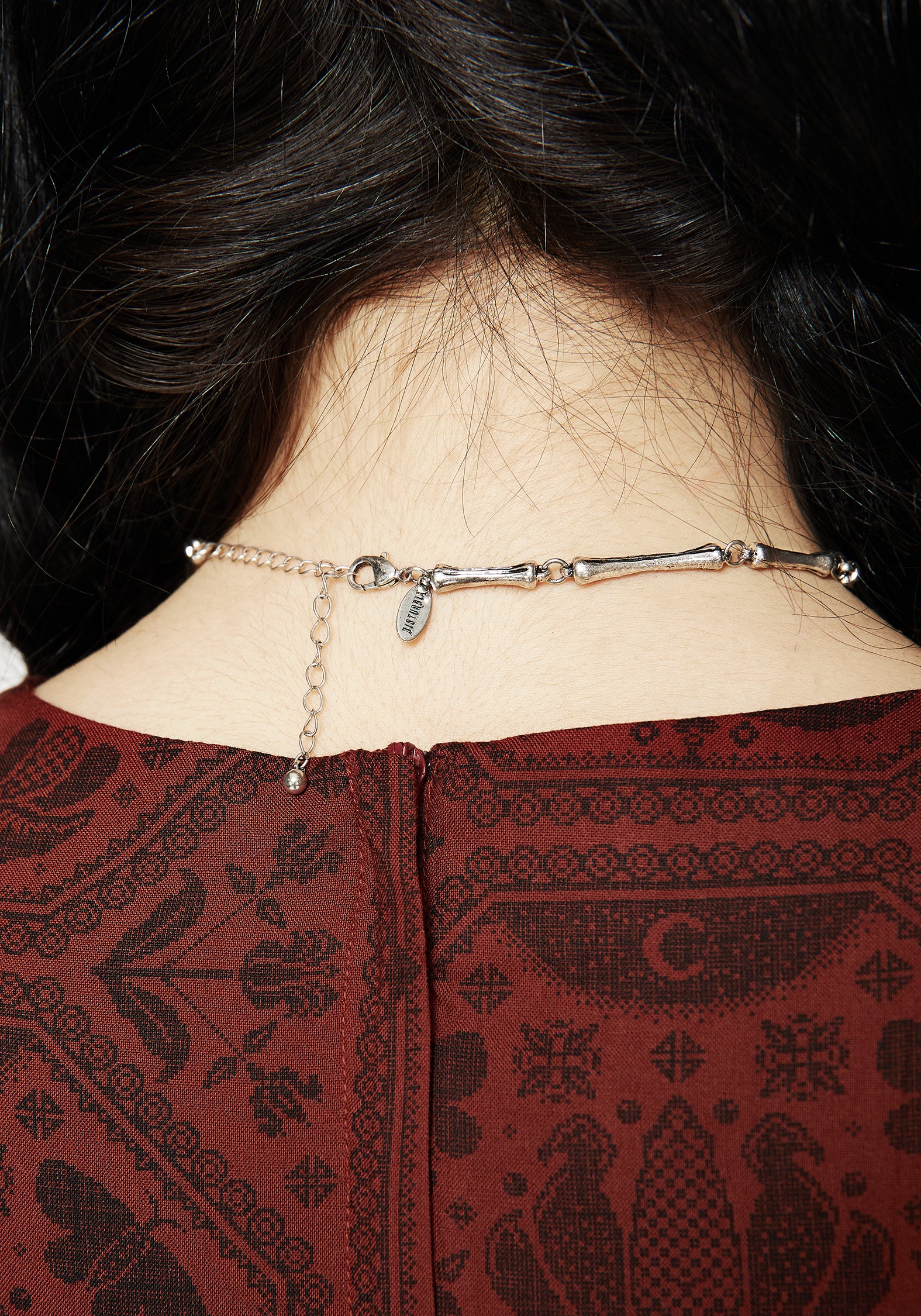 Silver Bones Choker Necklace with Adjustable Lobster Clasp