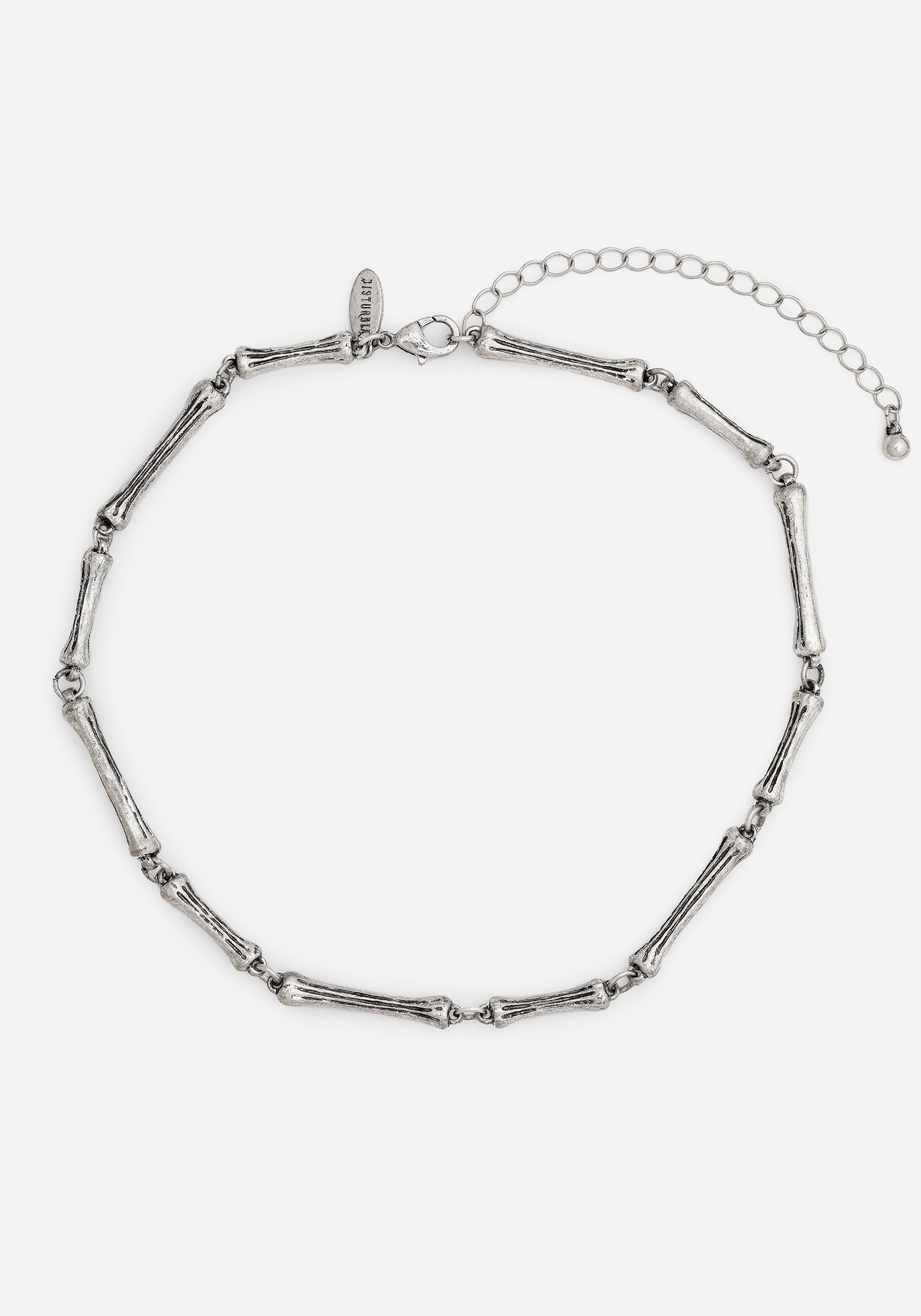 Silver Bones Choker Necklace with Adjustable Lobster Clasp
