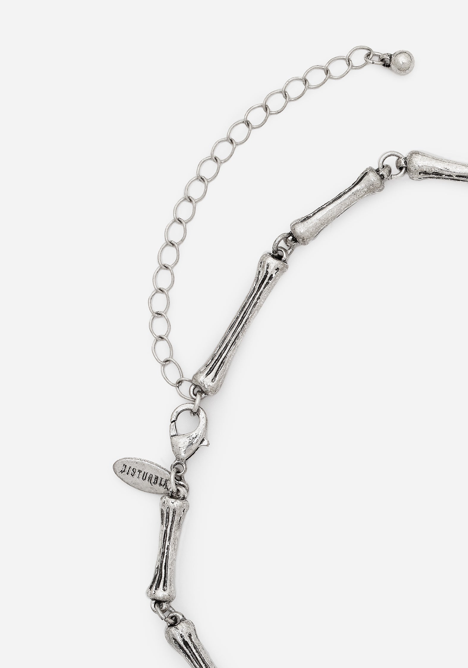 Silver Bones Choker Necklace with Adjustable Lobster Clasp