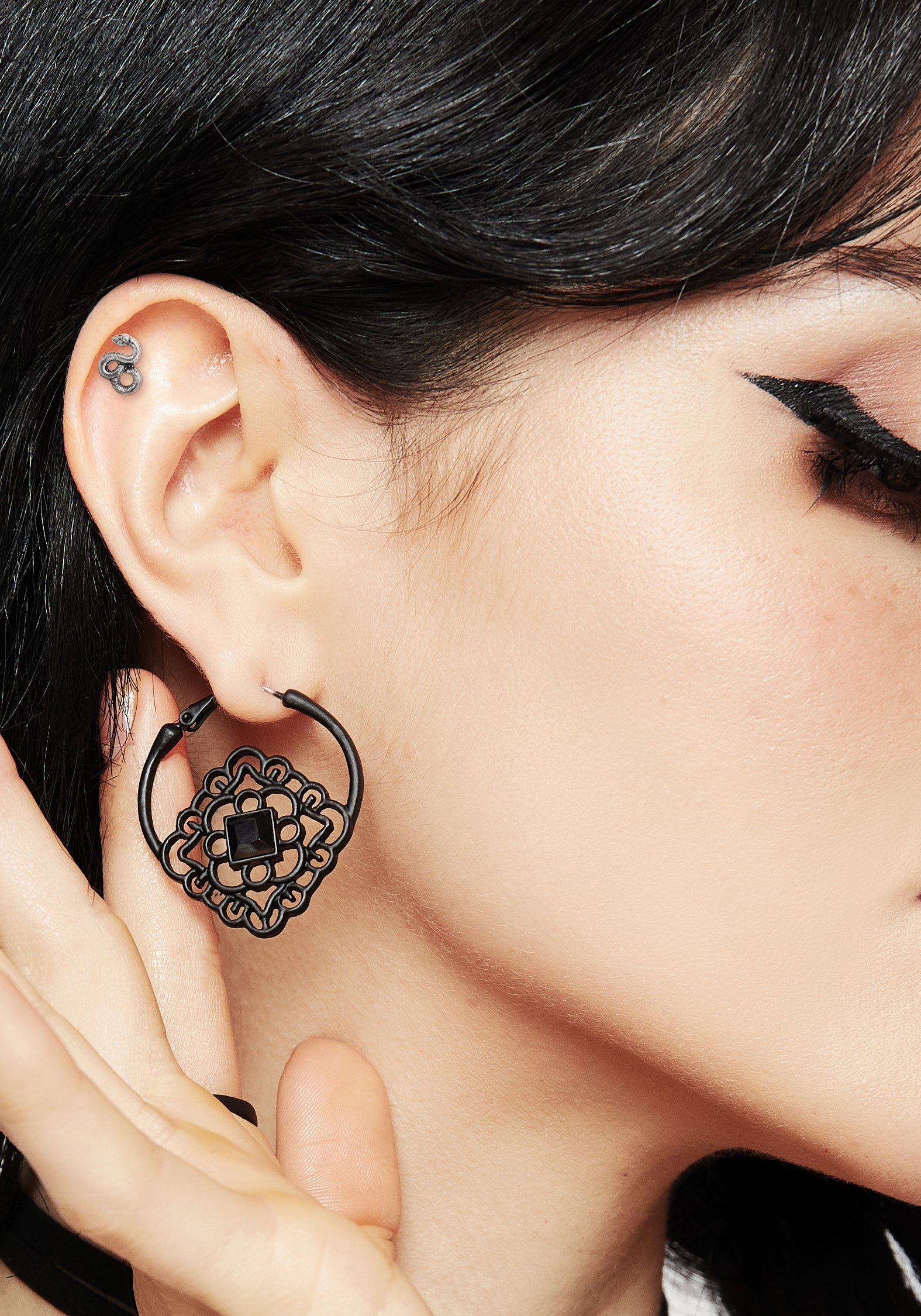 Silver Snake Cartilage Piercing Stud | 316L Stainless Steel & Zinc