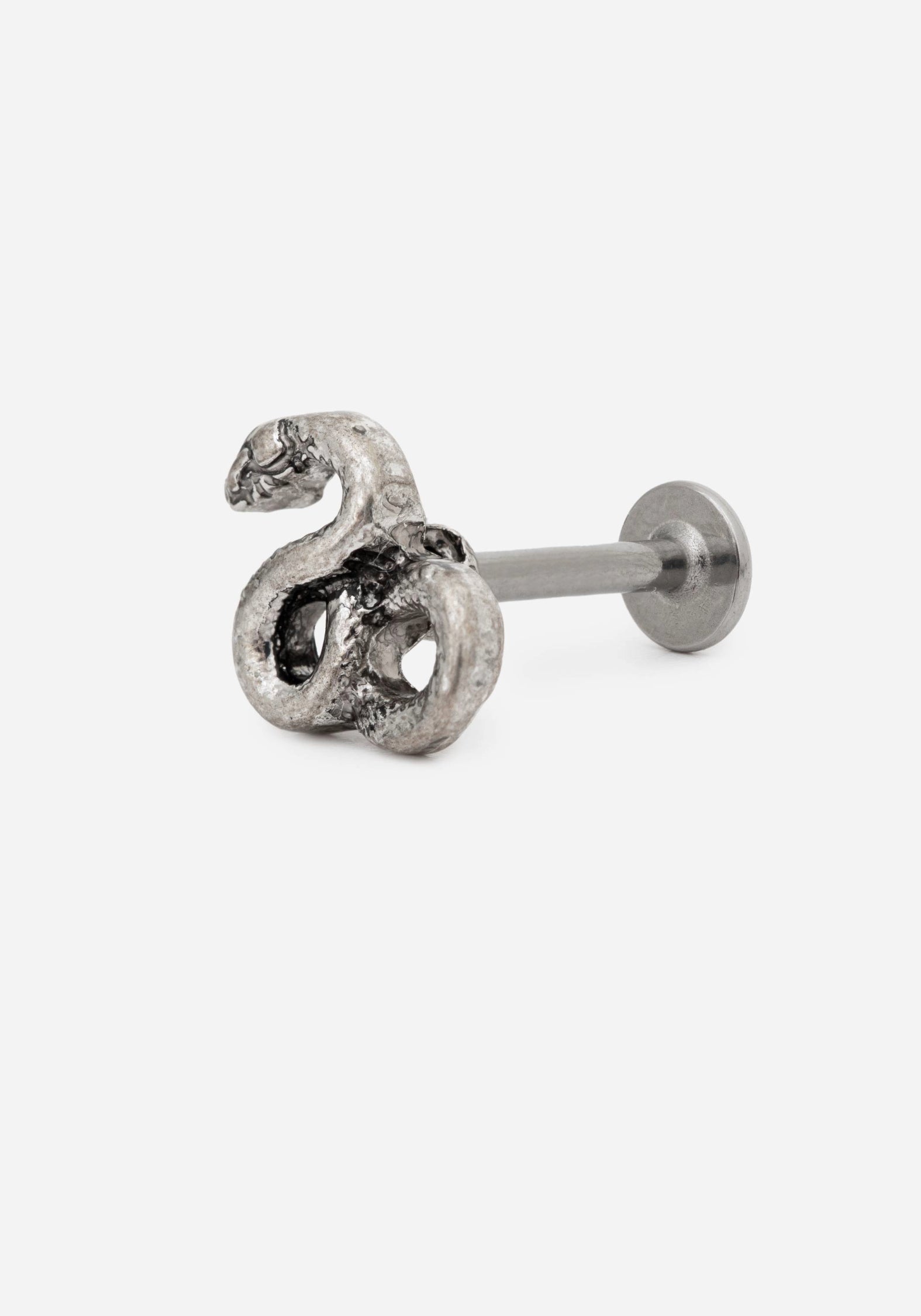 Silver Snake Cartilage Piercing Stud | 316L Stainless Steel & Zinc