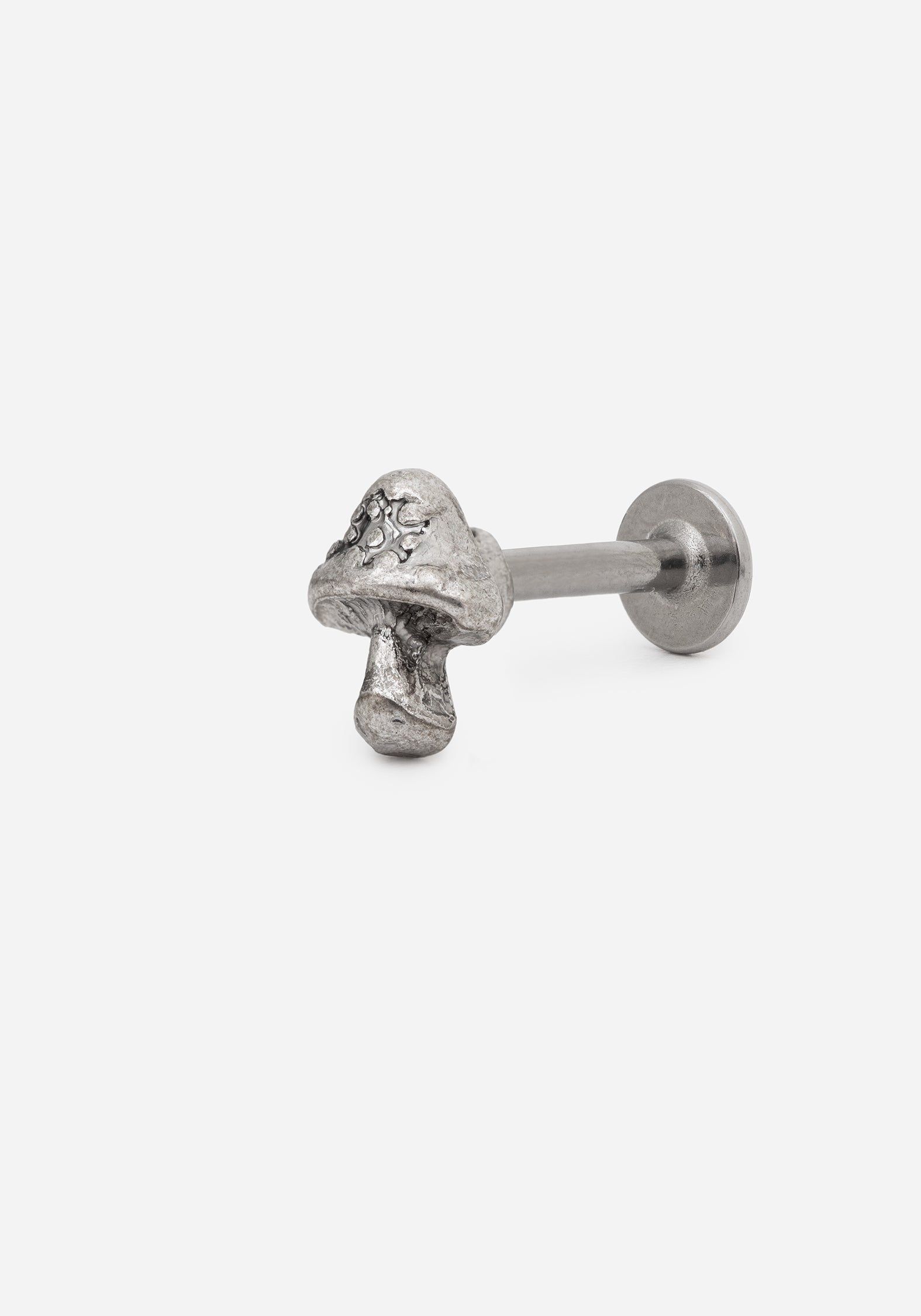 Silver Mushroom Cartilage Piercing - Flat Back Stud | Woodstock