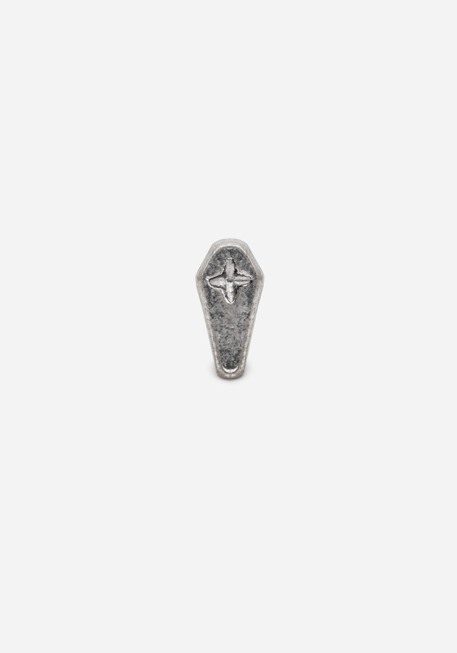 Silver Coffin Cartilage Piercing with Cross Charm | 316L Stainless Steel