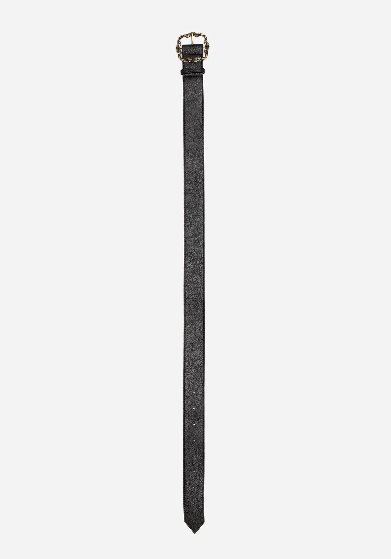 Faux Leather Belt with Floral Brass Buckle | Elder Buckle