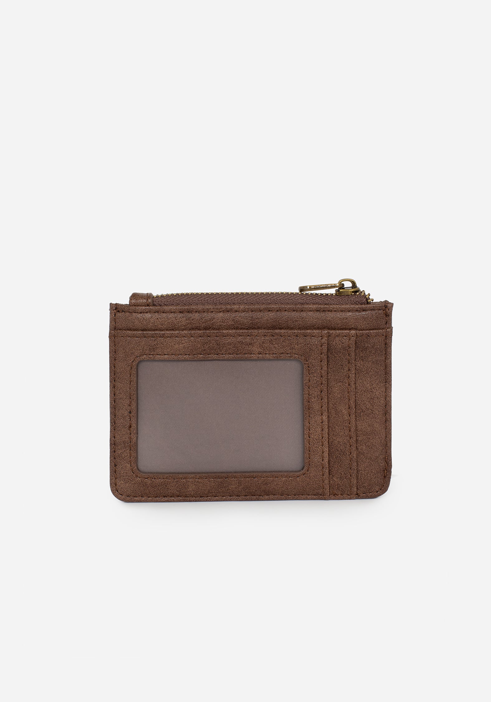 Fern Print Card Holder with Zip Fastening & O-Ring | Brown & Green