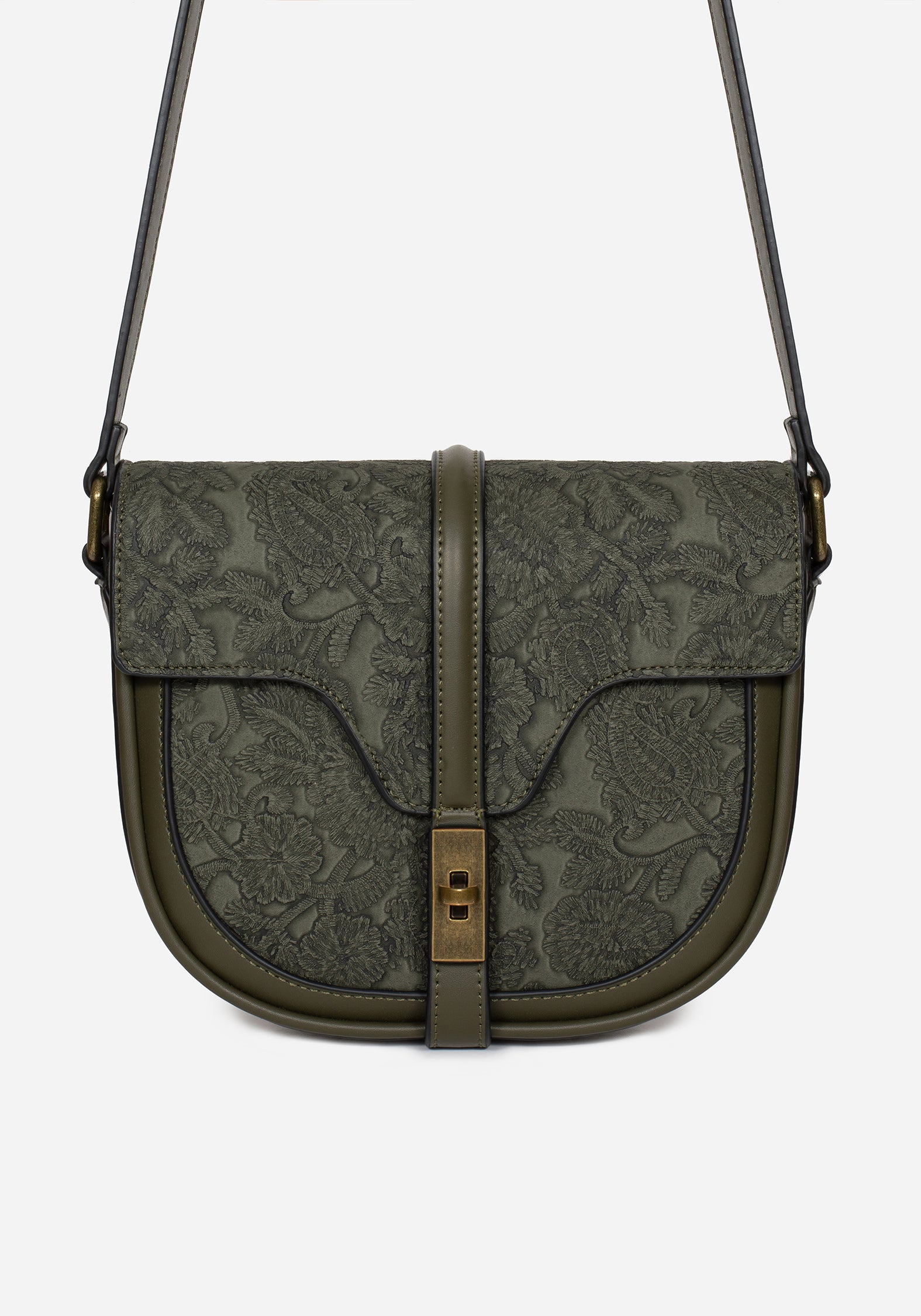 Green Paisley PU Leather Crossbody Satchel Bag | Cypress