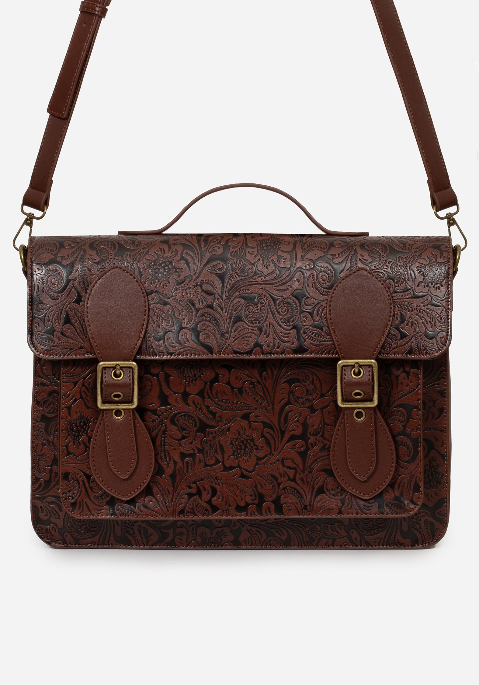 Floral Debossed Mini Crossbody Bag with Adjustable Strap | Sunder