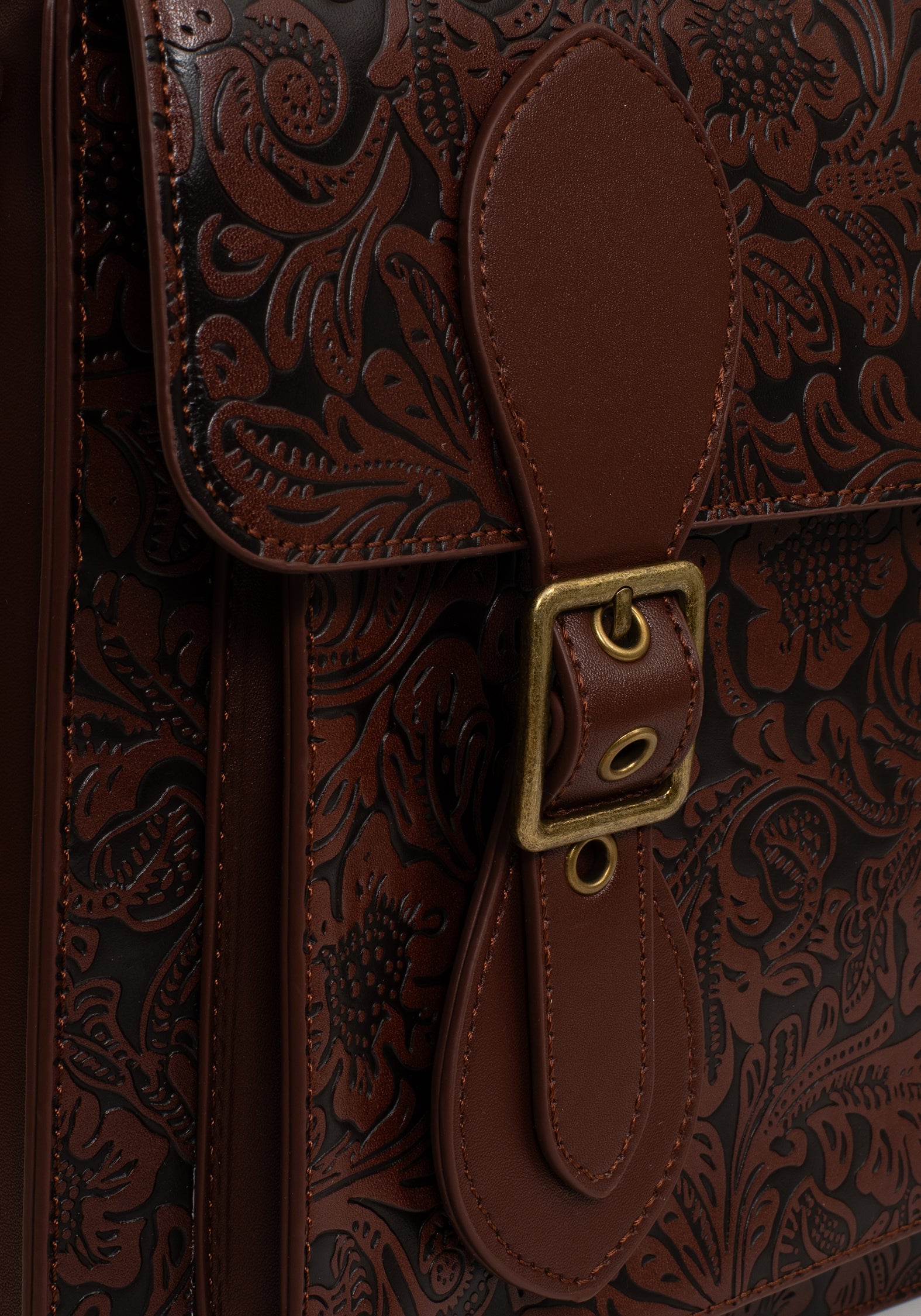 Floral Debossed Mini Crossbody Bag with Adjustable Strap | Sunder