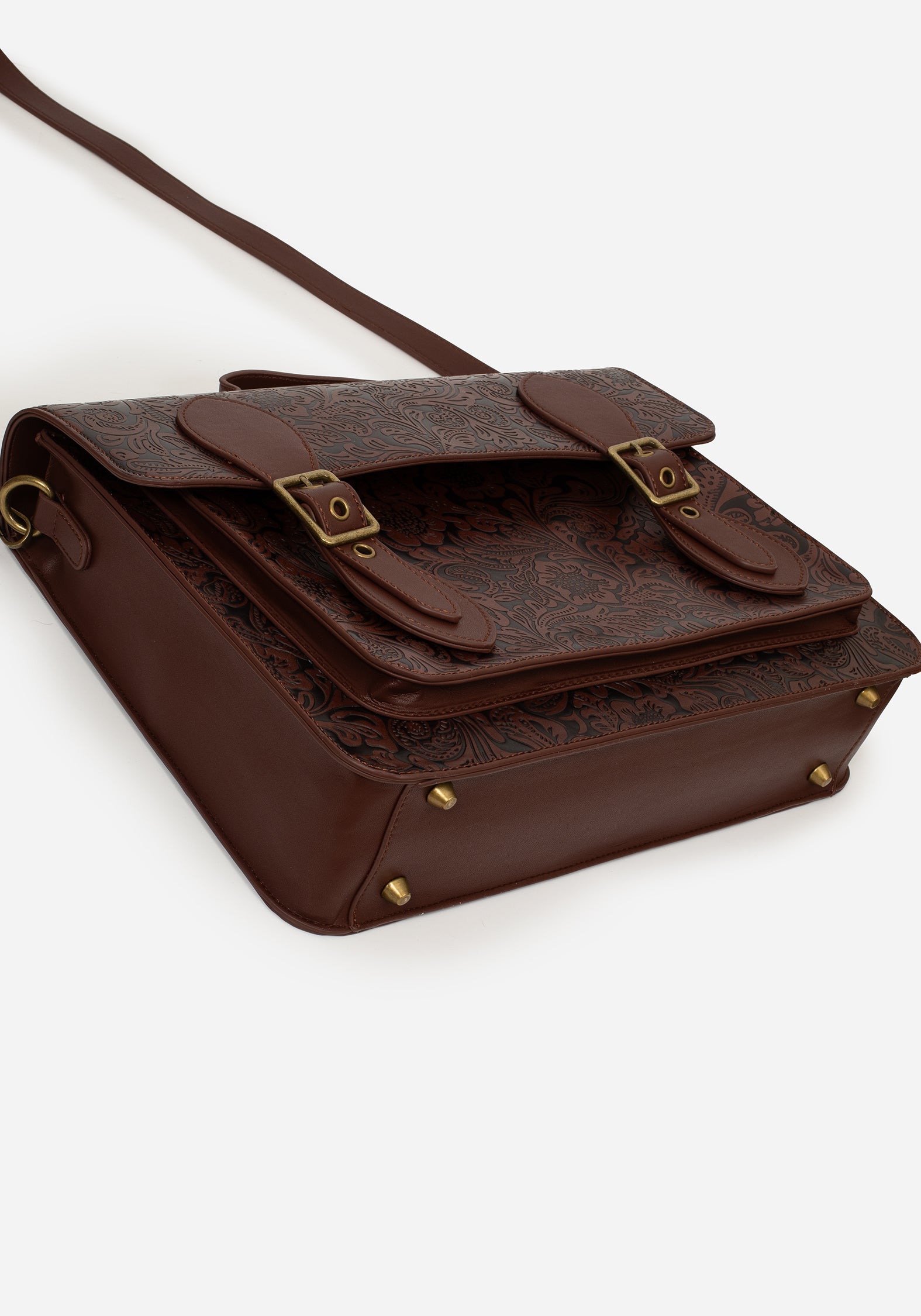 Floral Debossed Mini Crossbody Bag with Adjustable Strap | Sunder