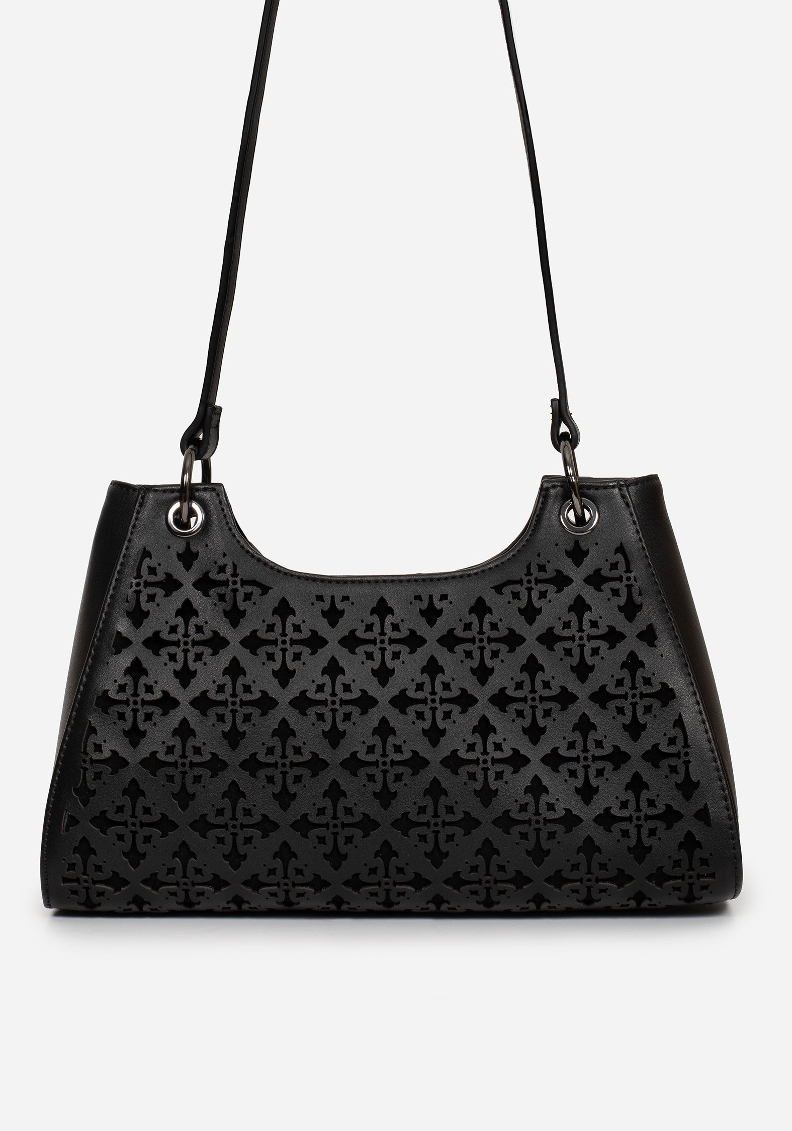 Crux Cut Out Faux Leather Shoulder Bag | Adjustable Strap & Zip Closure
