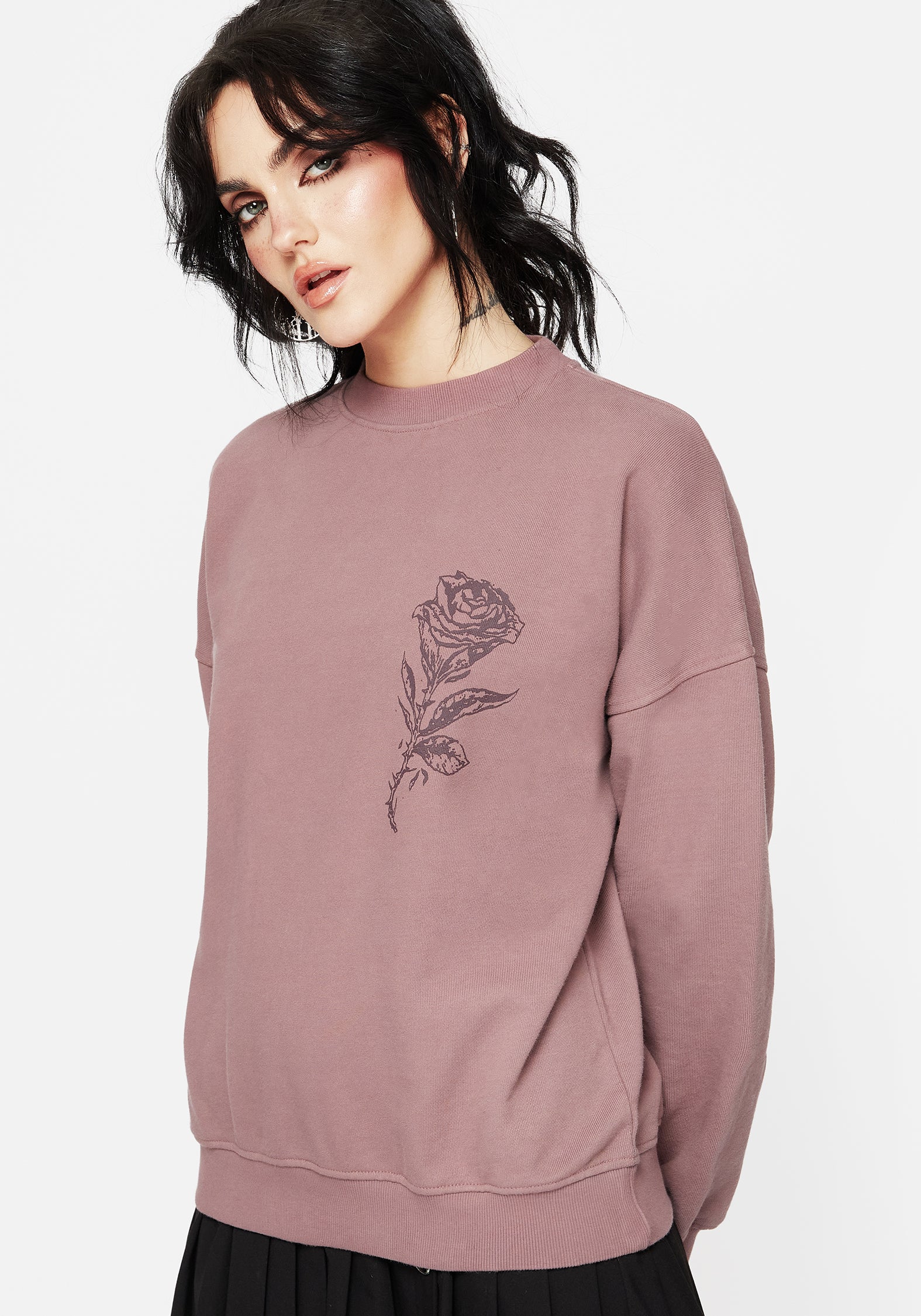 Pink Graphic Print Crew Neck Sweatshirt | Corvus Cotton Hoodie