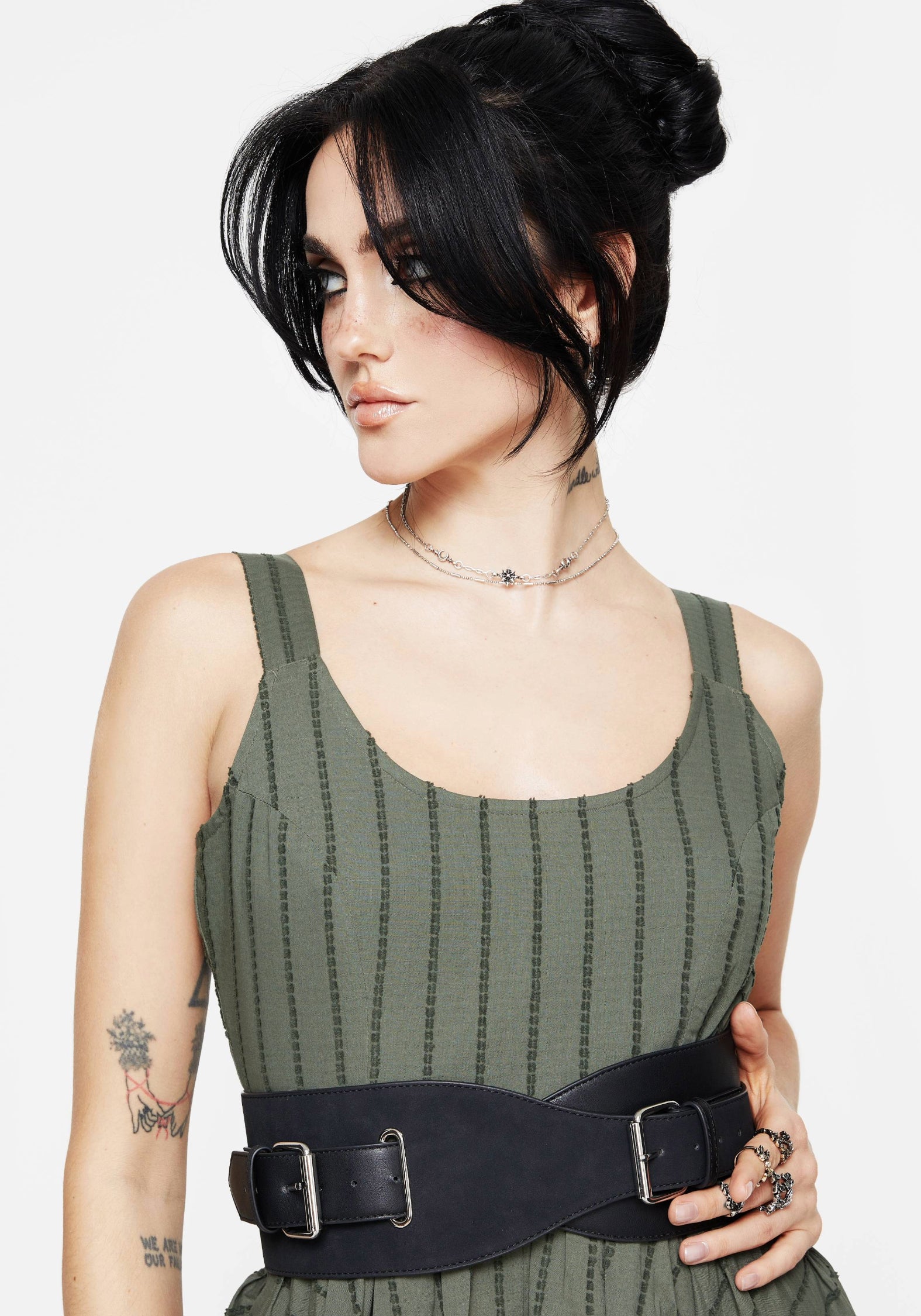 Faux Suede Leather Waist Belt with Silver Buckle | Nyx