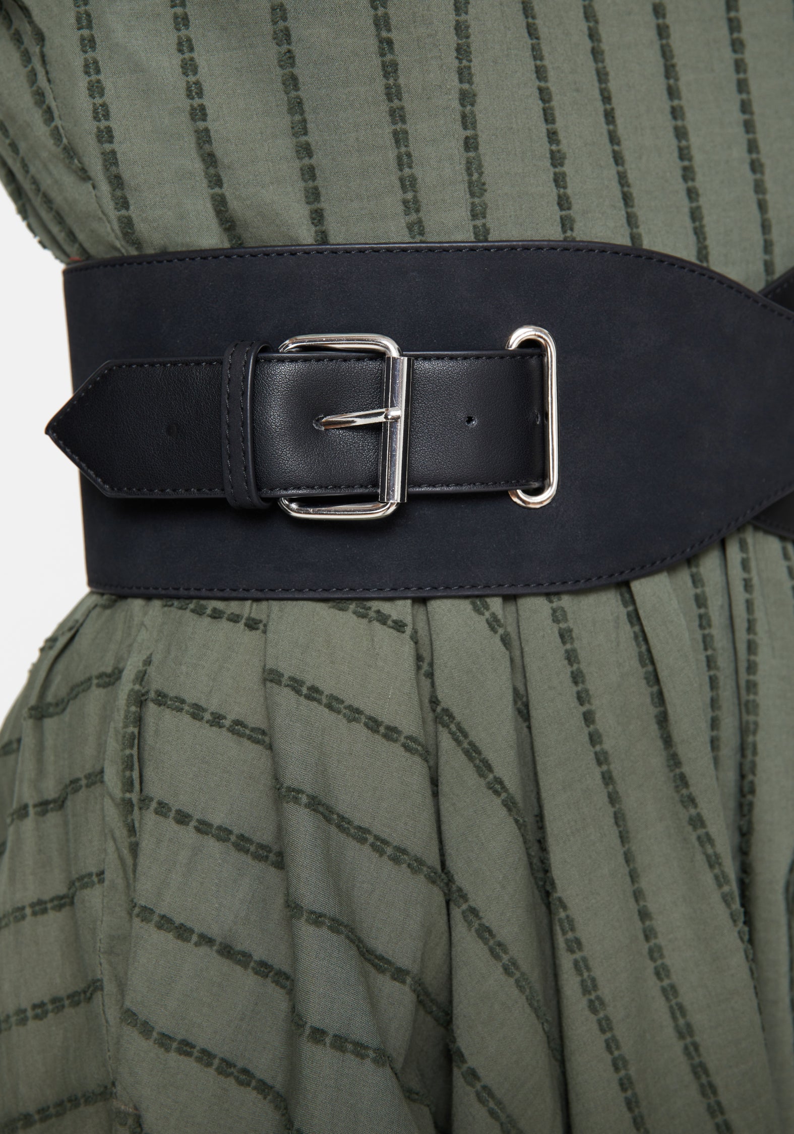 Faux Suede Leather Waist Belt with Silver Buckle | Nyx