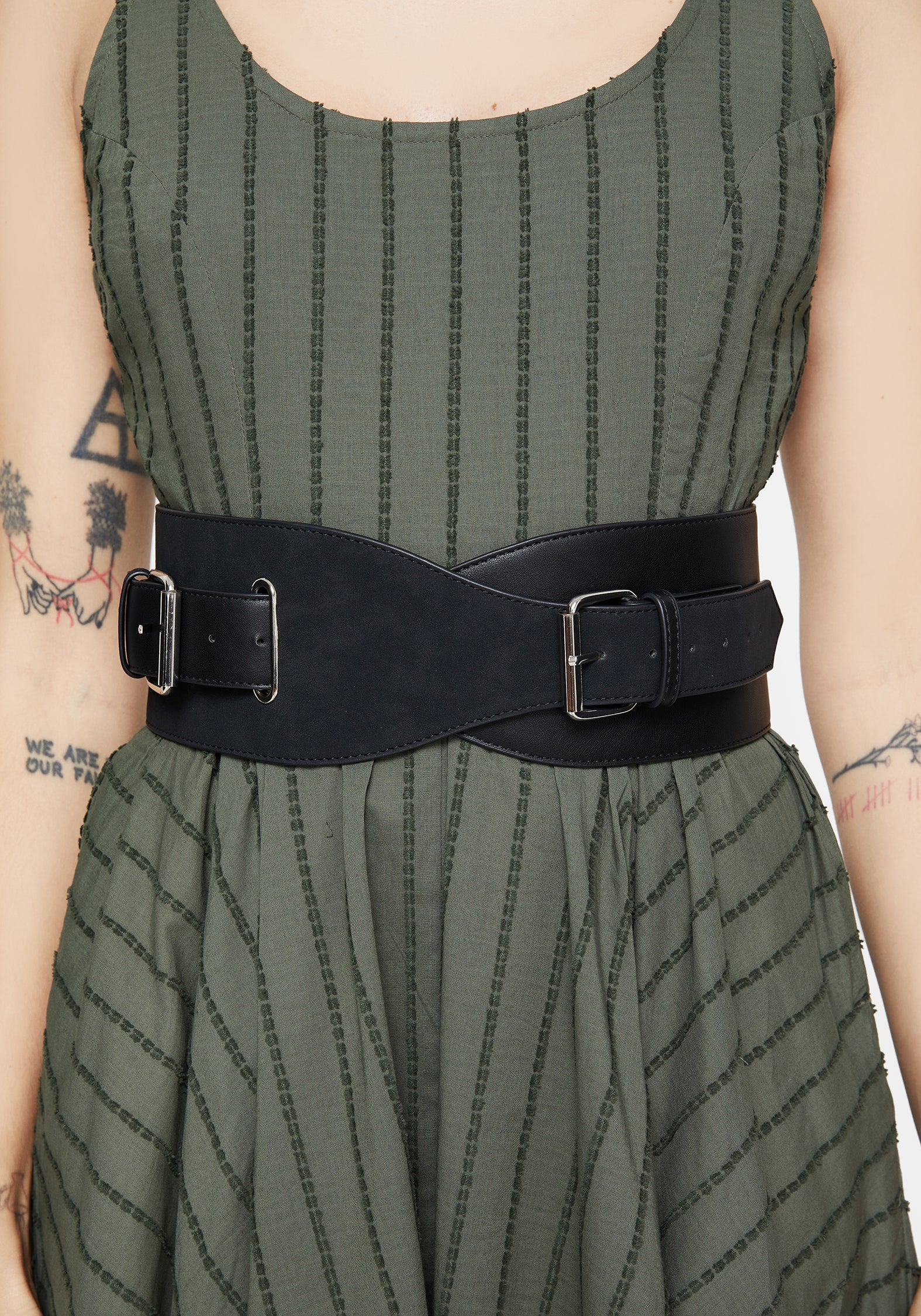 Faux Suede Leather Waist Belt with Silver Buckle | Nyx