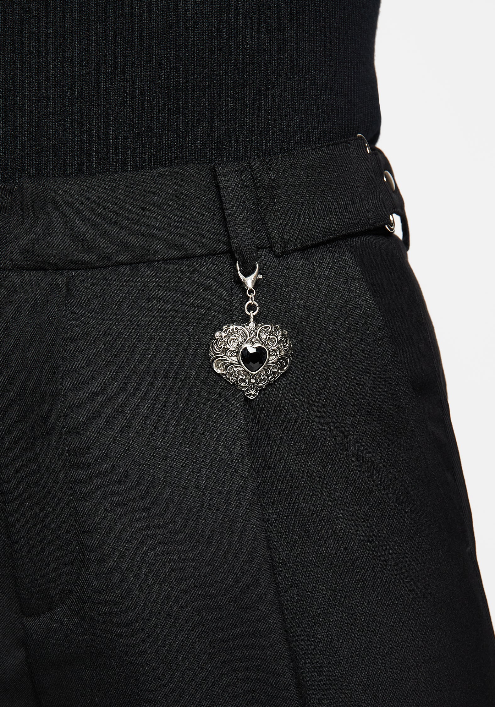 Black Wide Leg Tailored Trousers with Pockets | Porcia