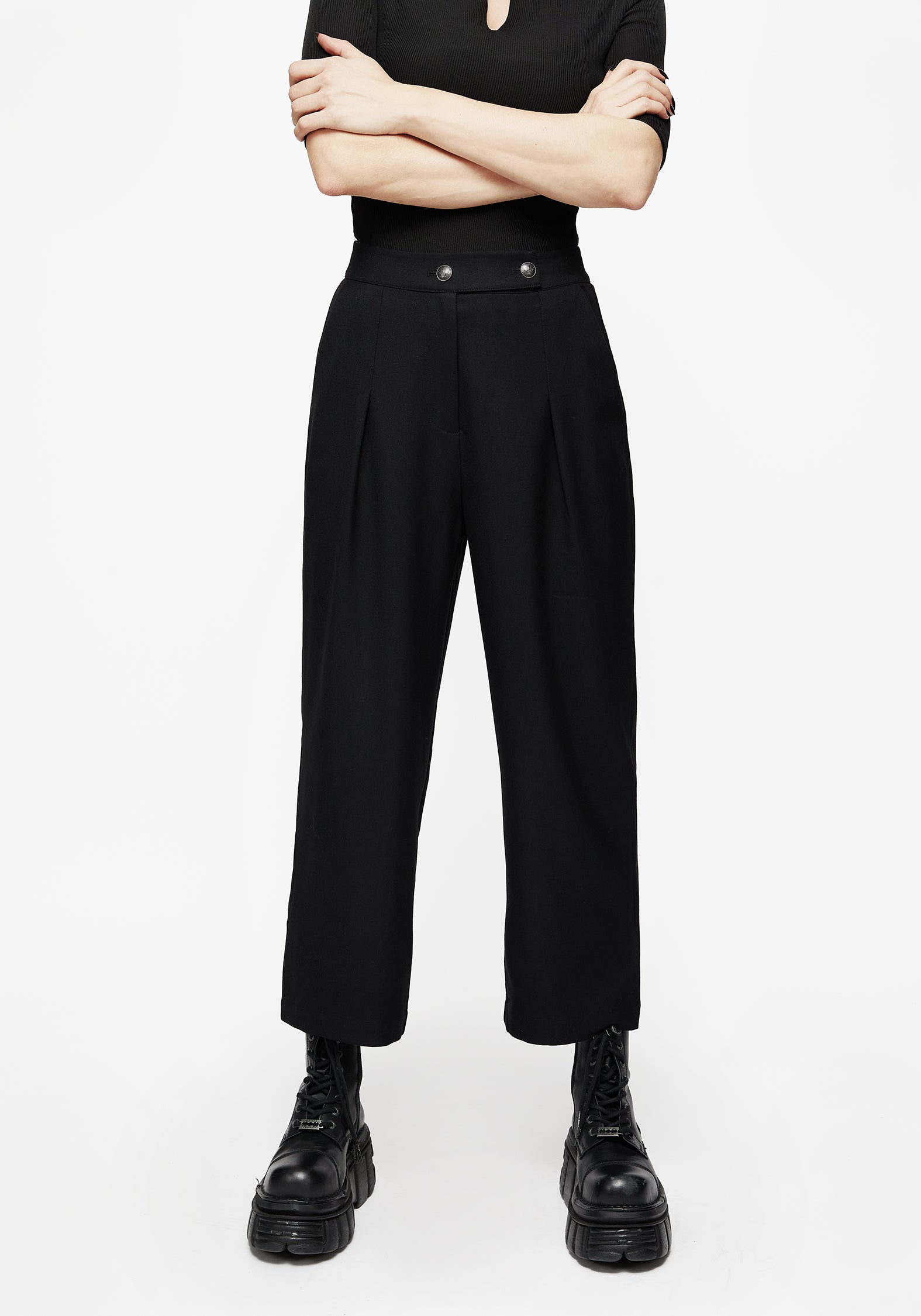 Tailored Culotte Trousers with Front Pleats & Side Pockets | Kira