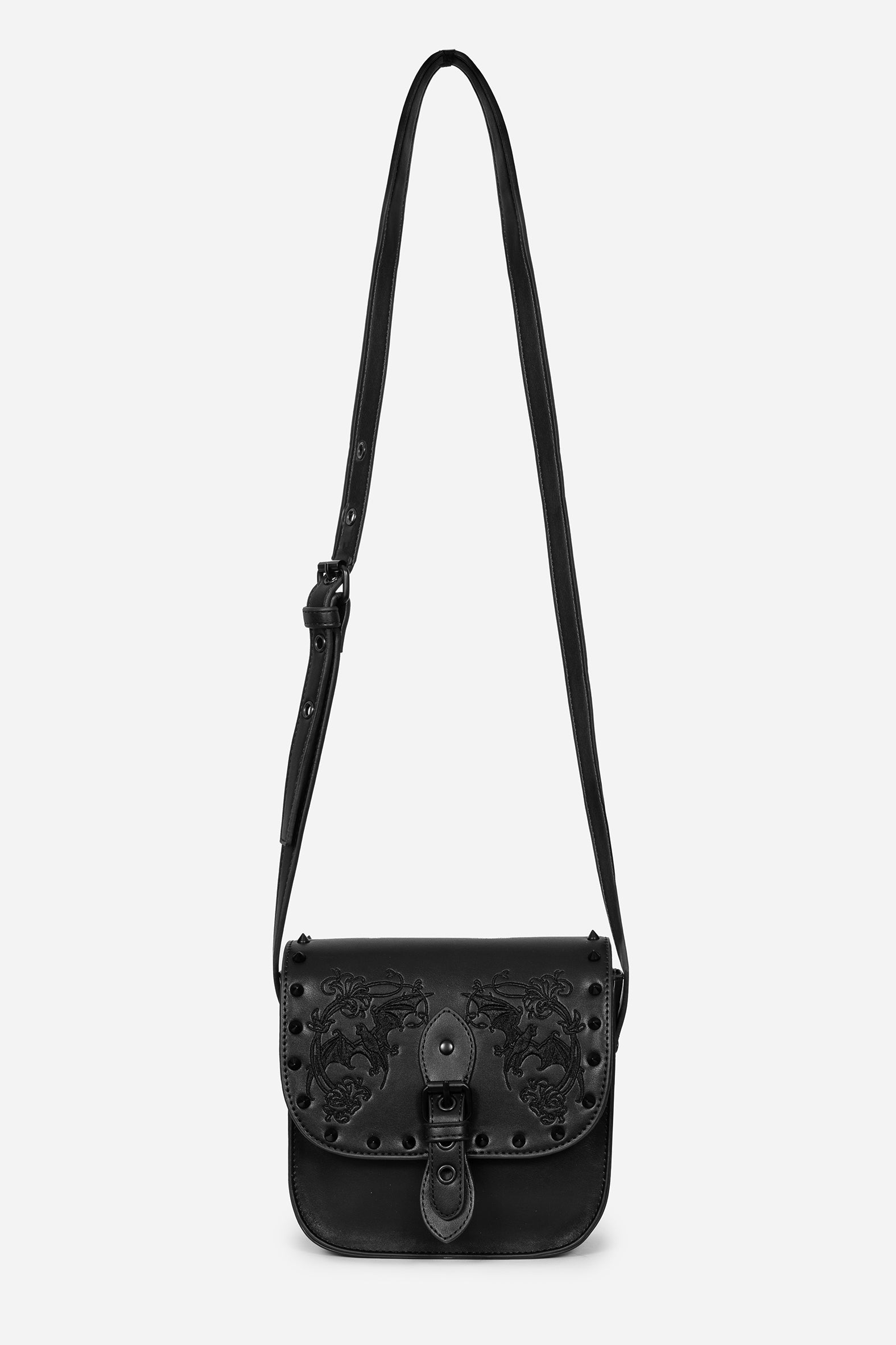 Embroidered Mini Crossbody Satchel Bag with Adjustable Strap | Penumbra