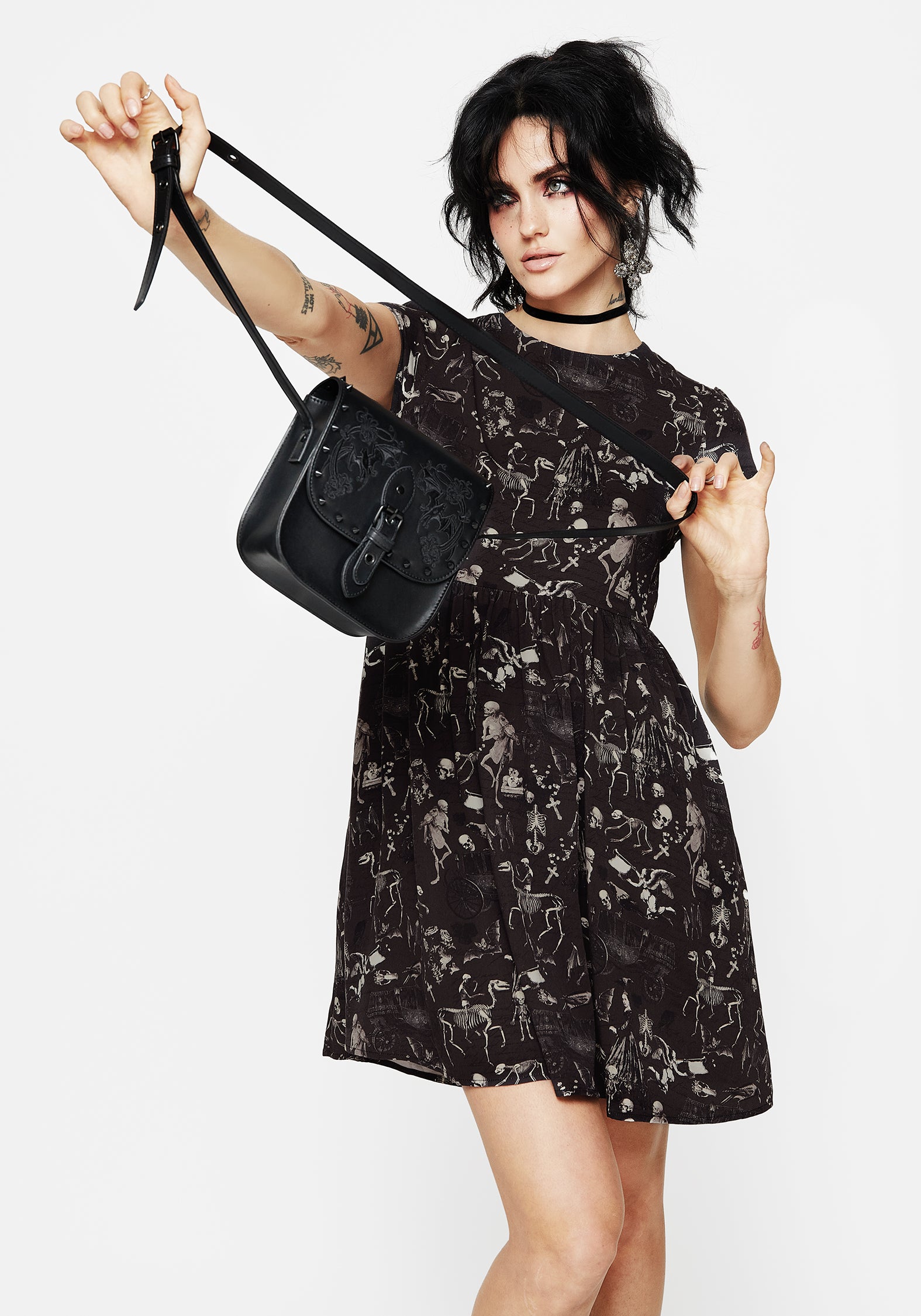 Embroidered Mini Crossbody Satchel Bag with Adjustable Strap | Penumbra