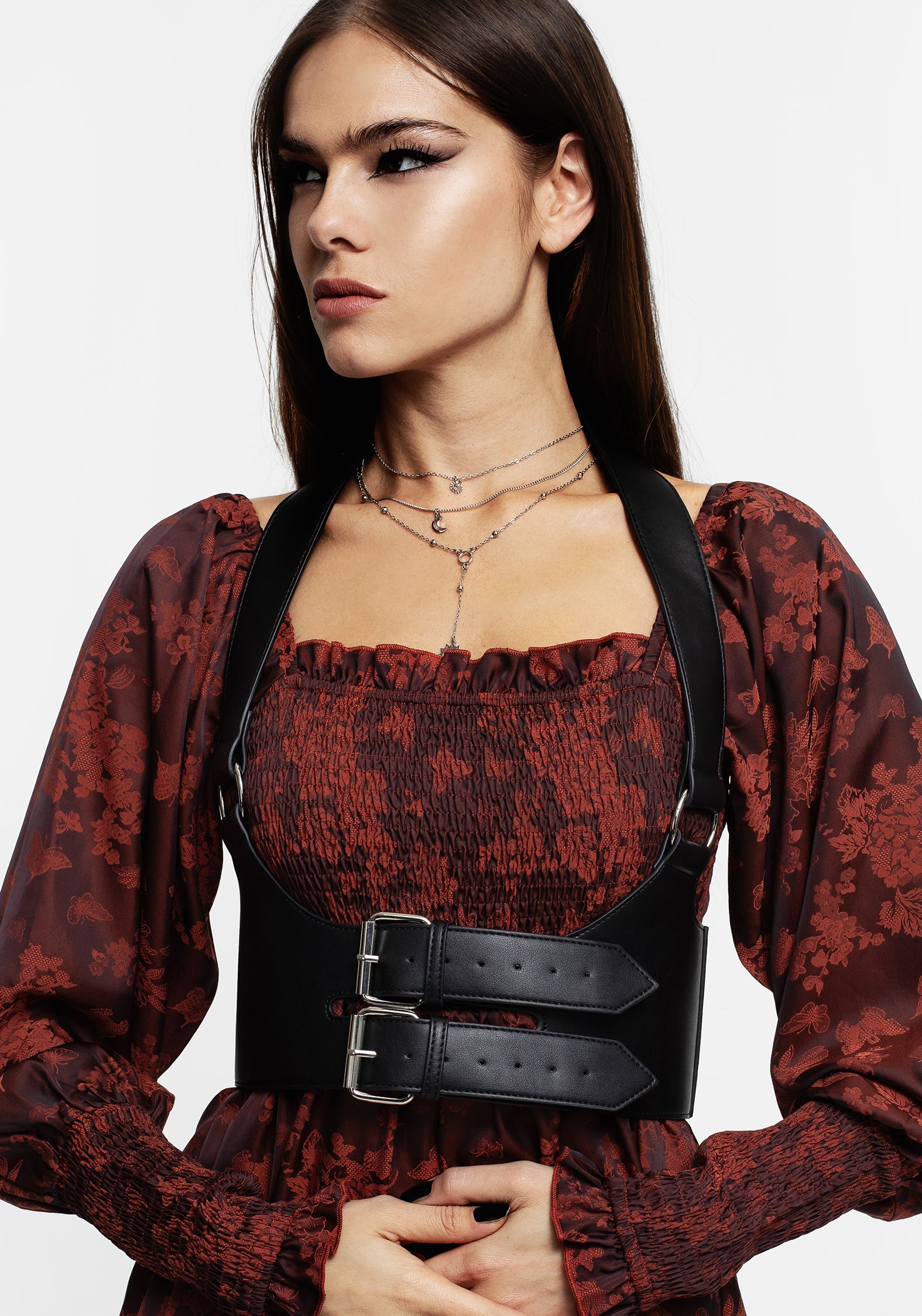 Faux Leather Halter Harness with Buckles & O-Rings | Mercury
