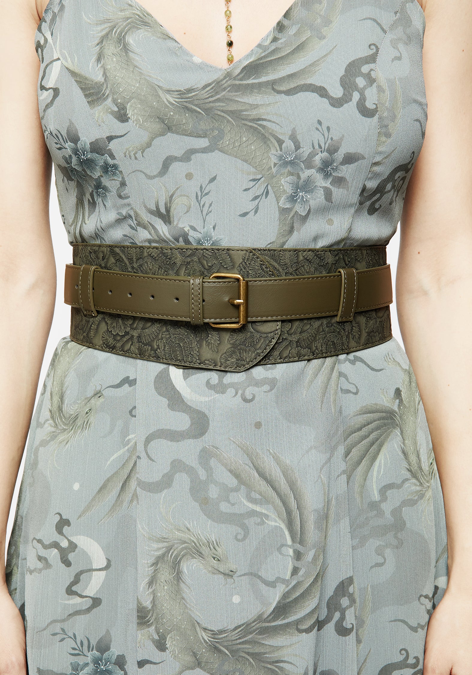Debossed Paisley Waist Belt with Buckle | Cypress Layered Belt