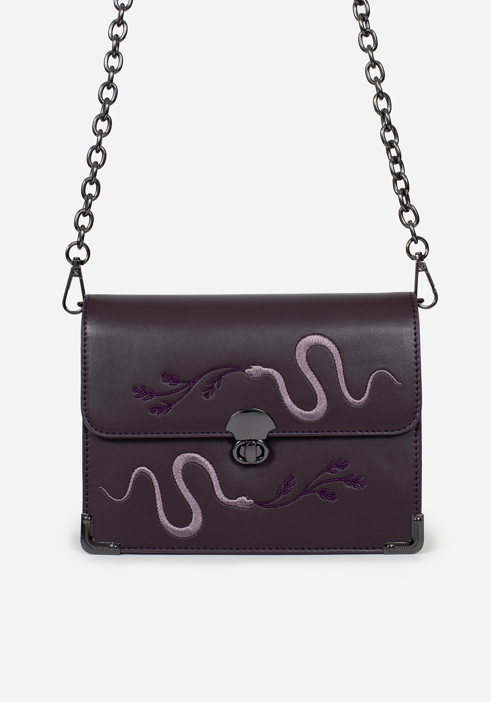Purple Snake Embroidered Mini Shoulder Bag | Dominion