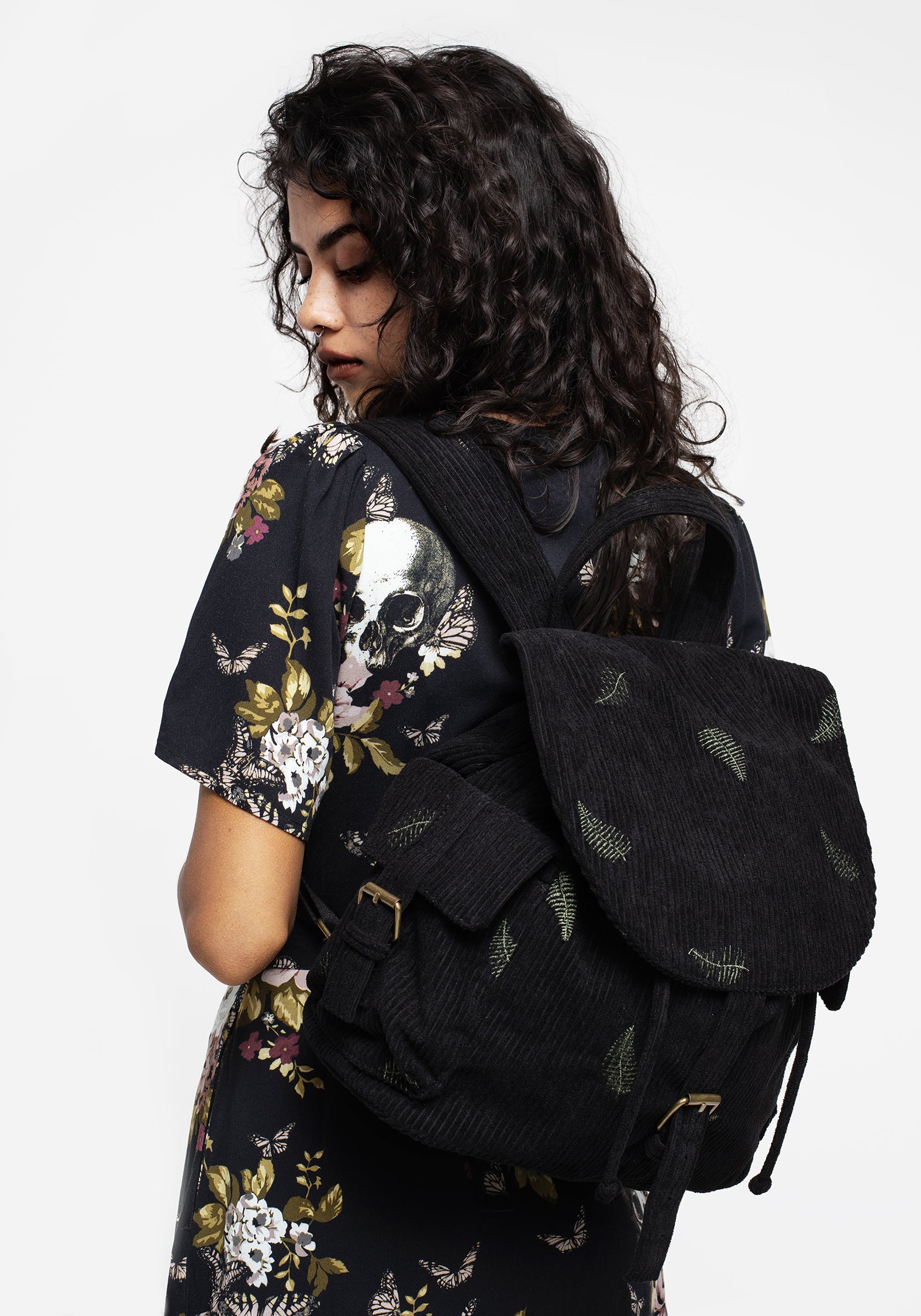 Fern Embroidered Satchel Backpack with Adjustable Straps | Wilderness Style