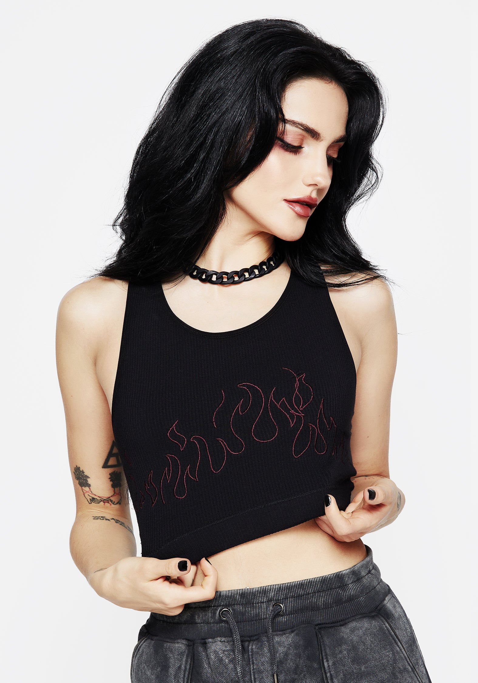 Embroidered Rib Racerback Bralet with Flames | Blaze Seamless