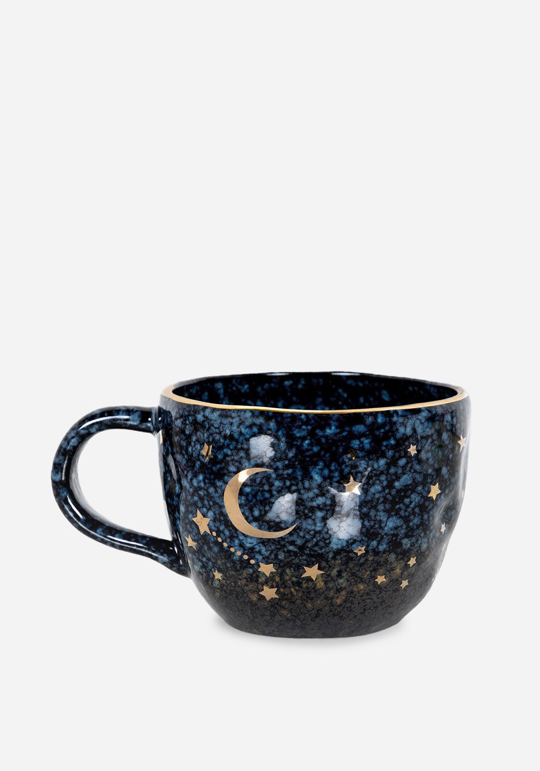 Celestial Moon & Stars Mug with Gold Foil Design | Midnight Blue Glaze