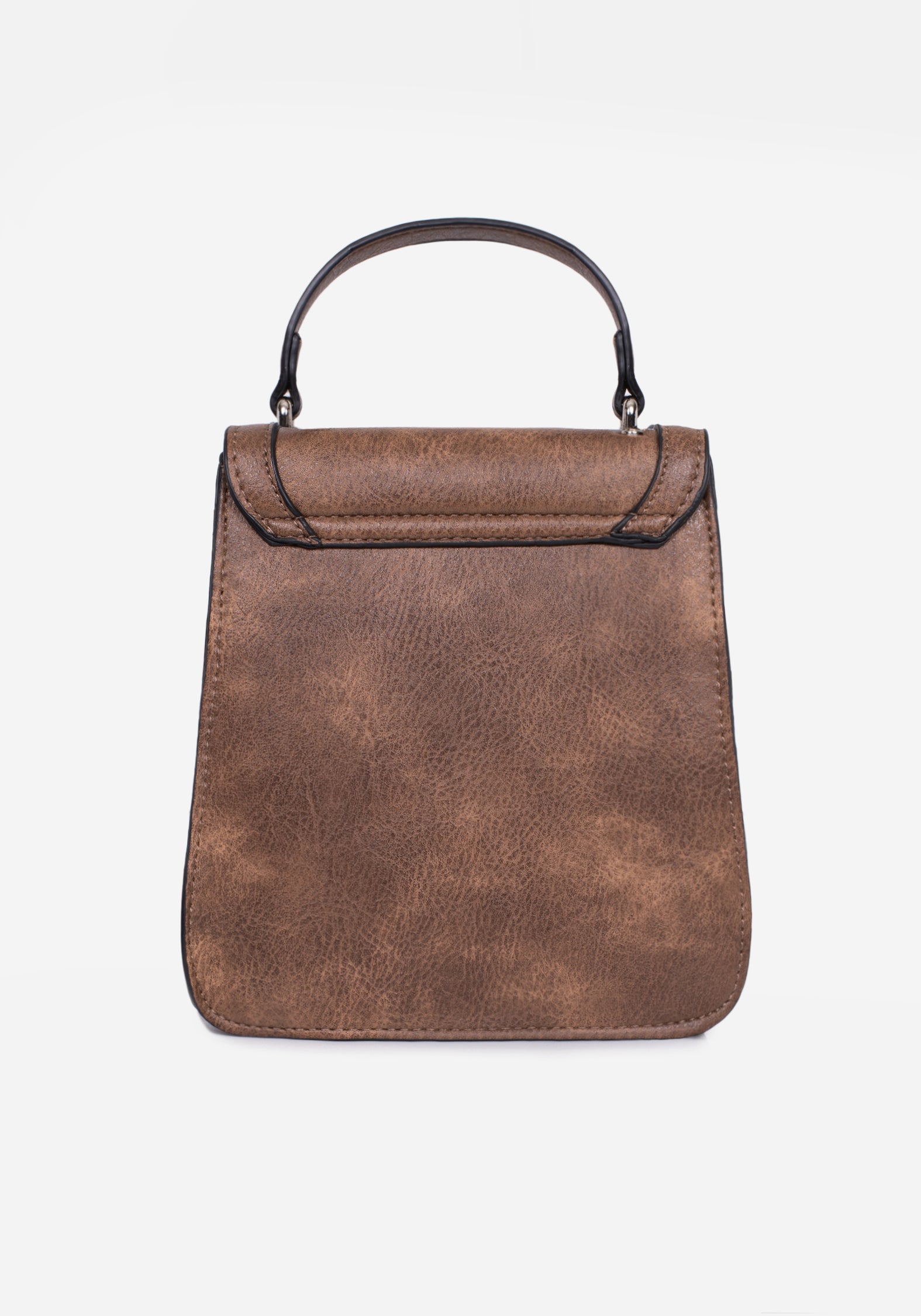 Brown Embroidered Mini Satchel Bag with Adjustable Strap | Fable