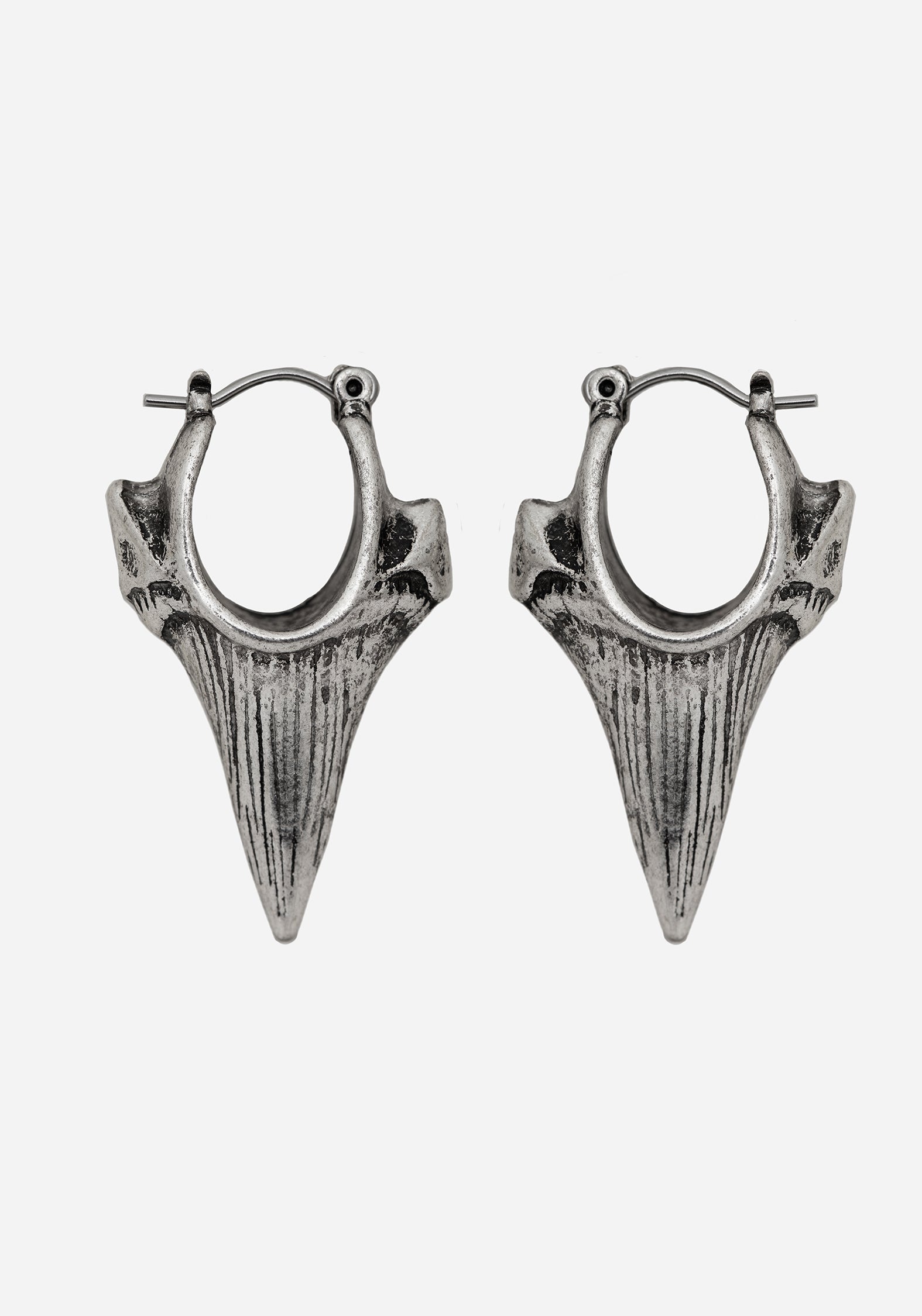 Silver Shark Tooth Drop Earrings | Real Silver Plated Jewelry