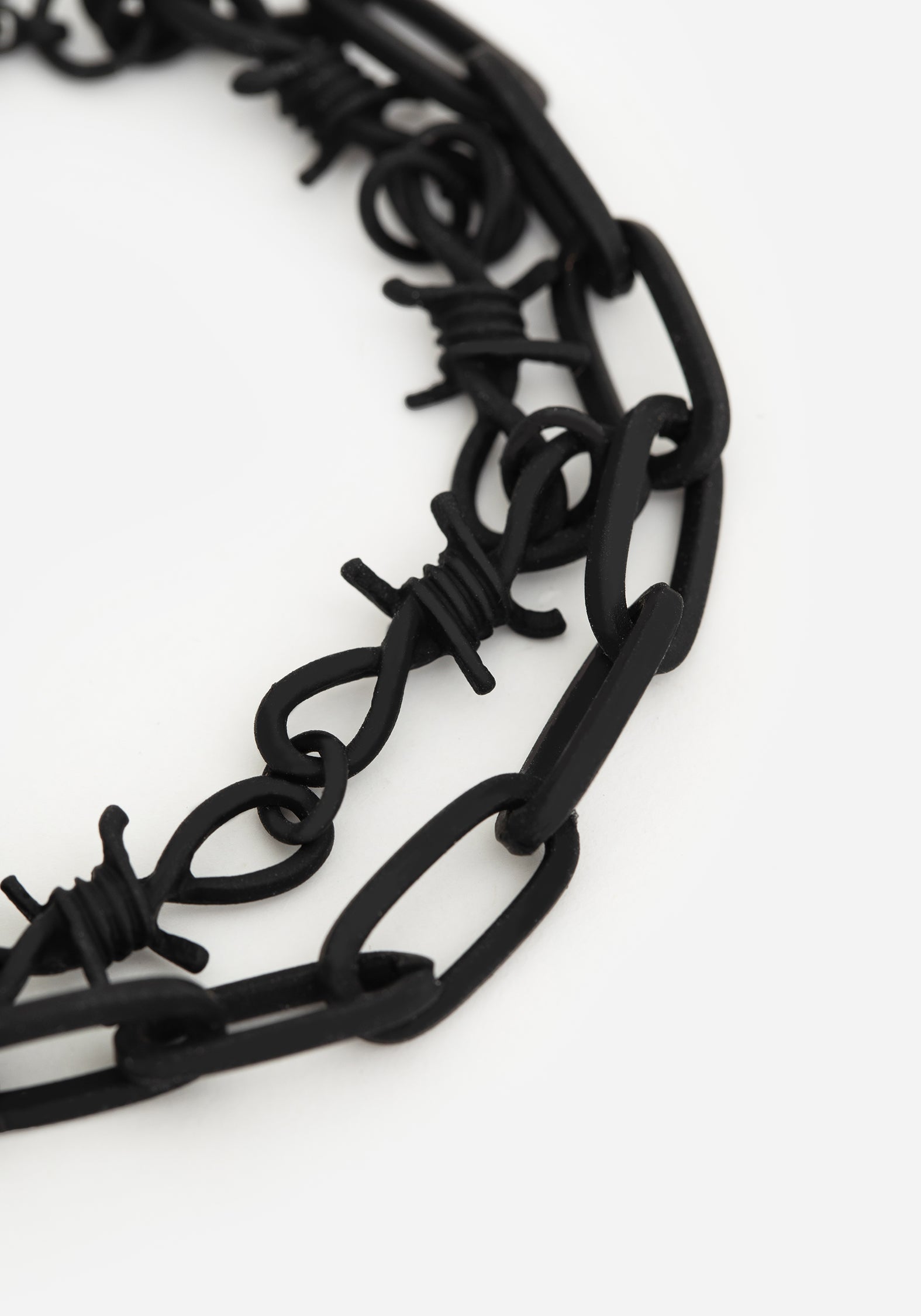 Edgy Barbed Wire Bracelet with Matte Black Coating | Adjustable Chain