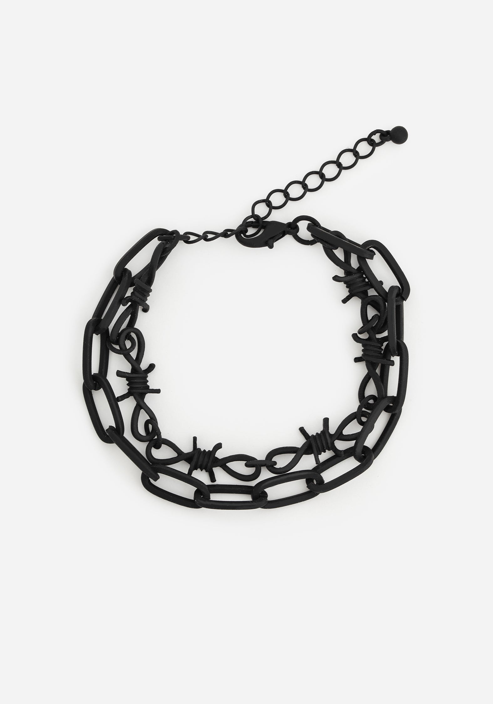 Edgy Barbed Wire Bracelet with Matte Black Coating | Adjustable Chain