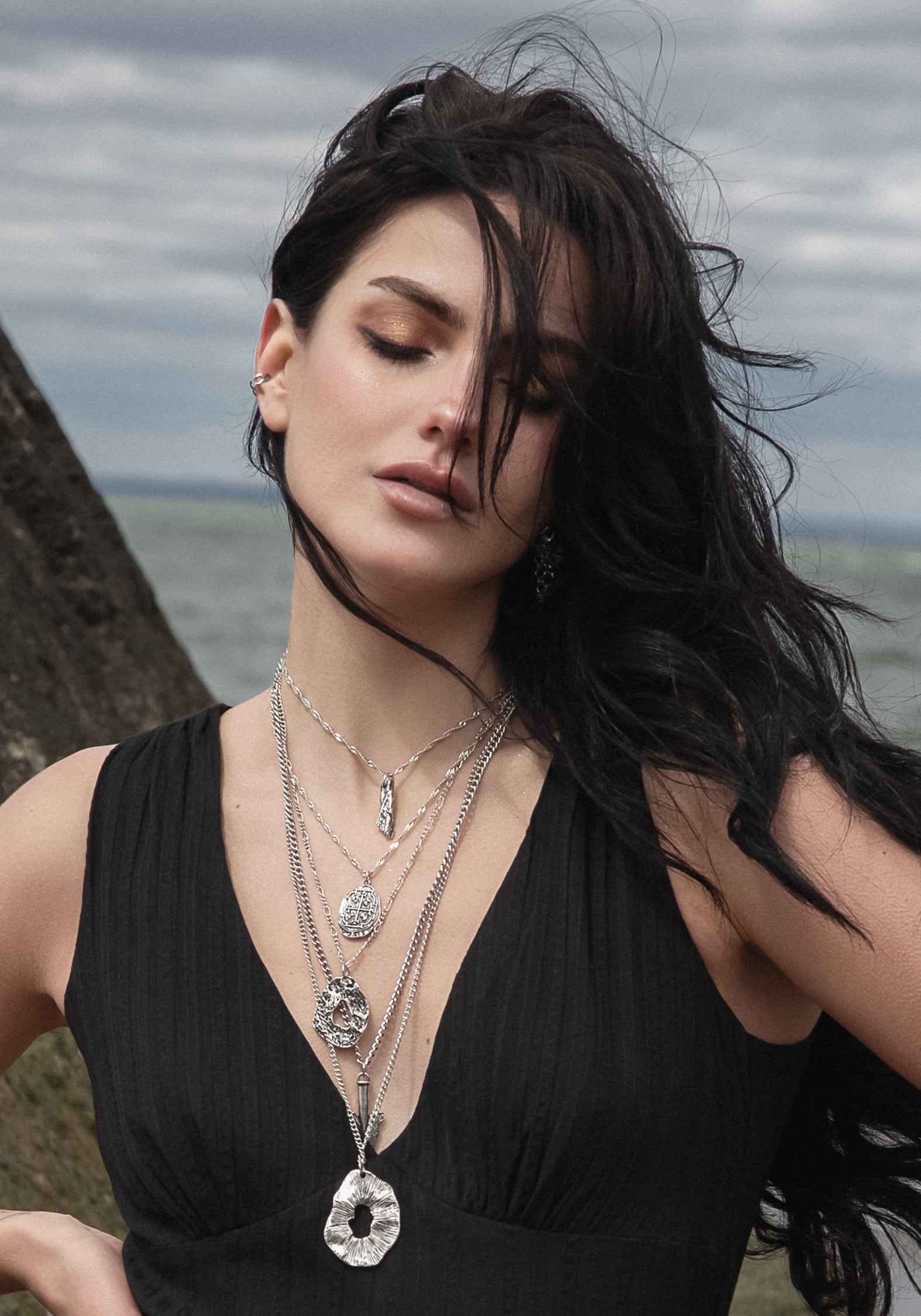 Layered Silver Necklace with Celtic Charms | Artemis Goddess Jewelry