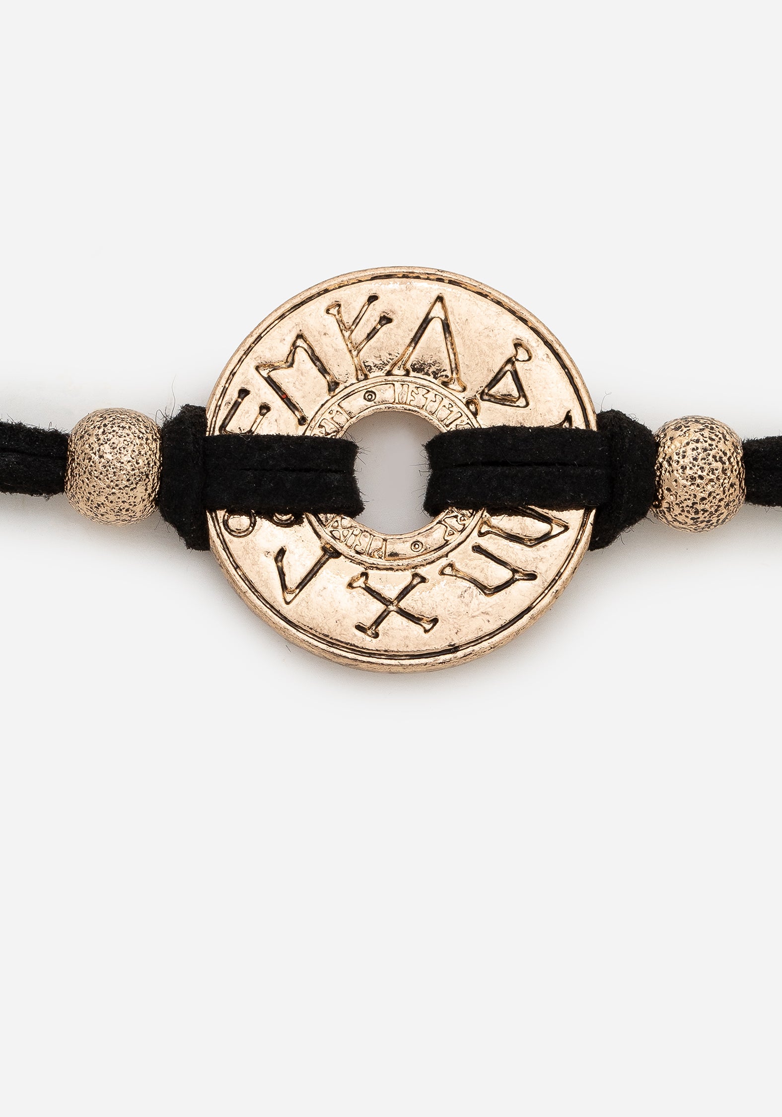 Gold Runes Layered Necklace with Faux-Leather Choker & Adjustable Chains | Norse Jewelry