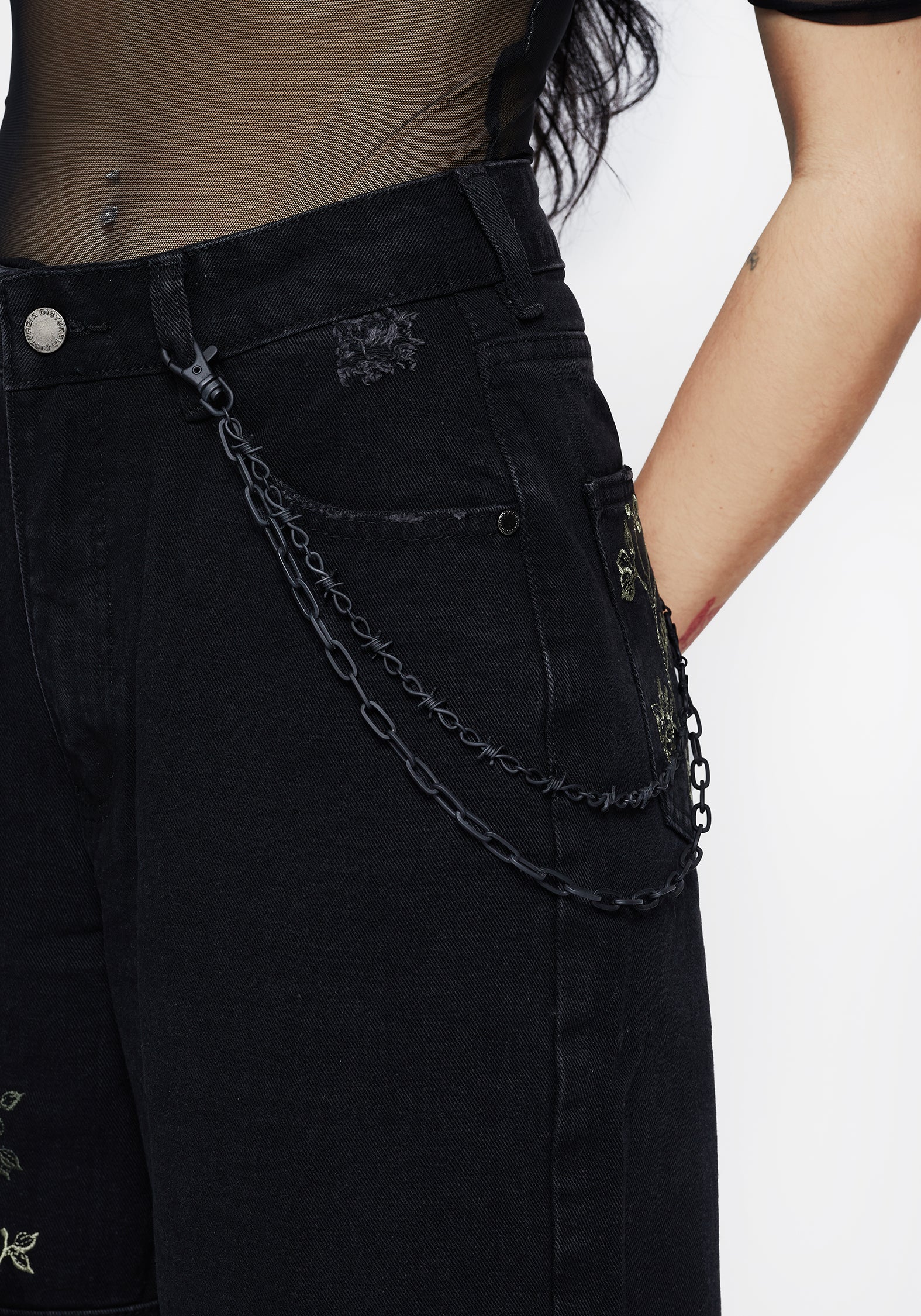 Barbed Wire Chain Belt - Black Matte Rubber Coated | Edgy Style