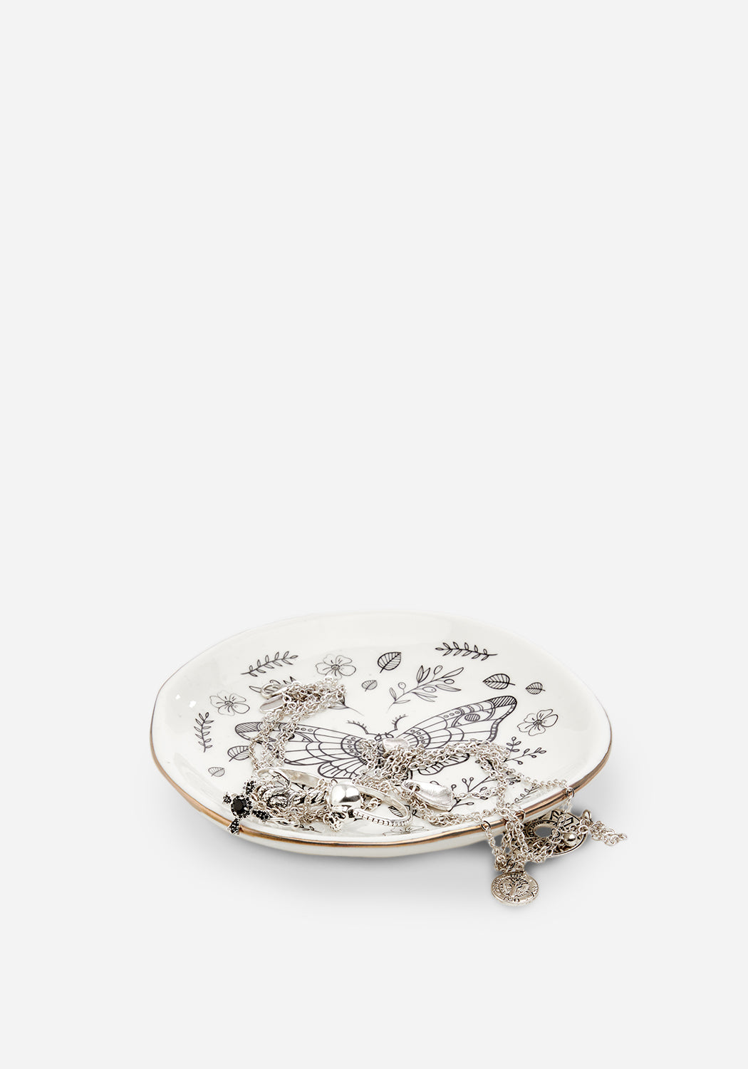 Death Moth Trinket Dish with Gold Foil Rim | Handcrafted Ceramic