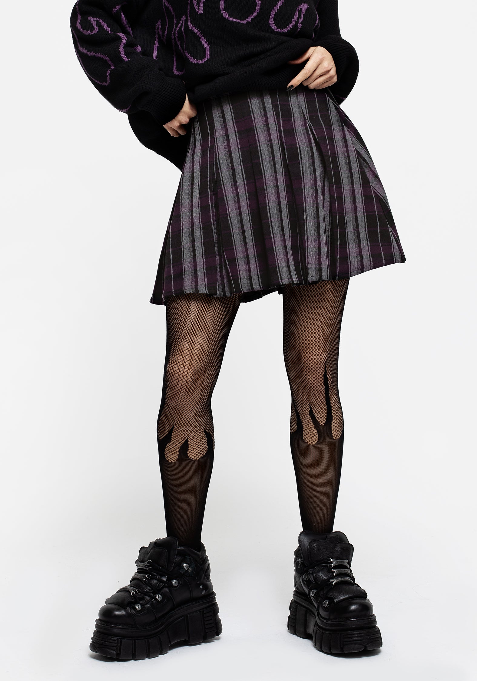 Black Flame Fishnet Tights - Sheer & Breathable | Blaze