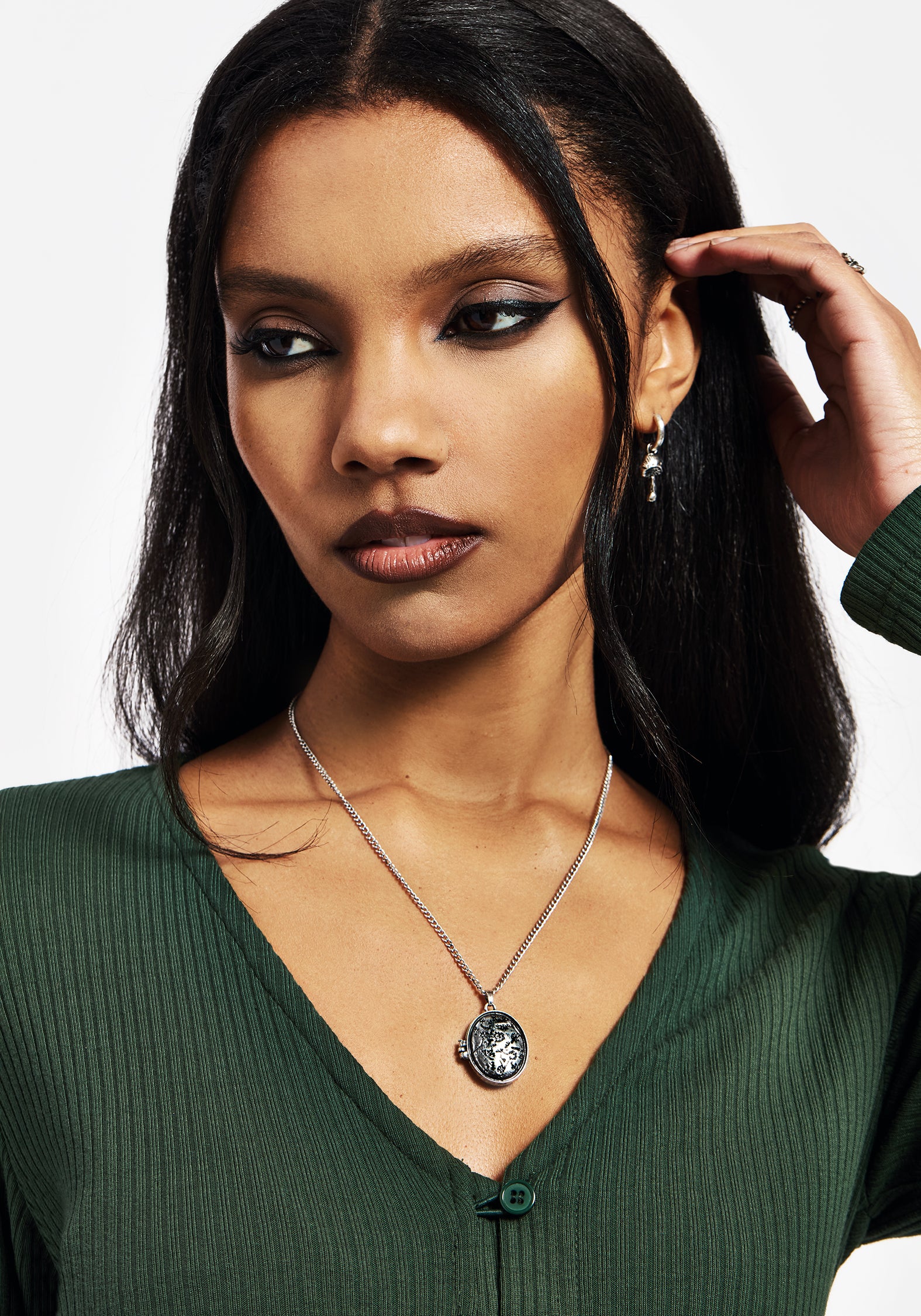 Floral Etched Locket Necklace with Recycled Zinc | Cerelia