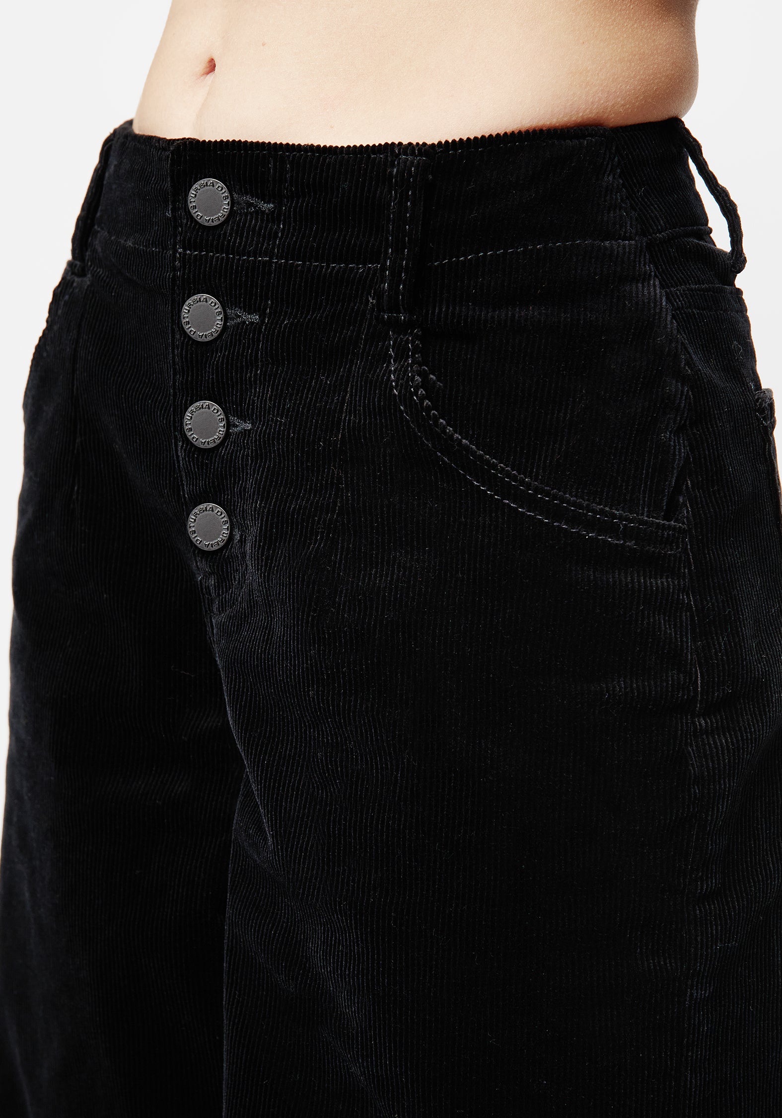 Black Corduroy Cropped Jeans with Button Fly | Foster Wide Leg