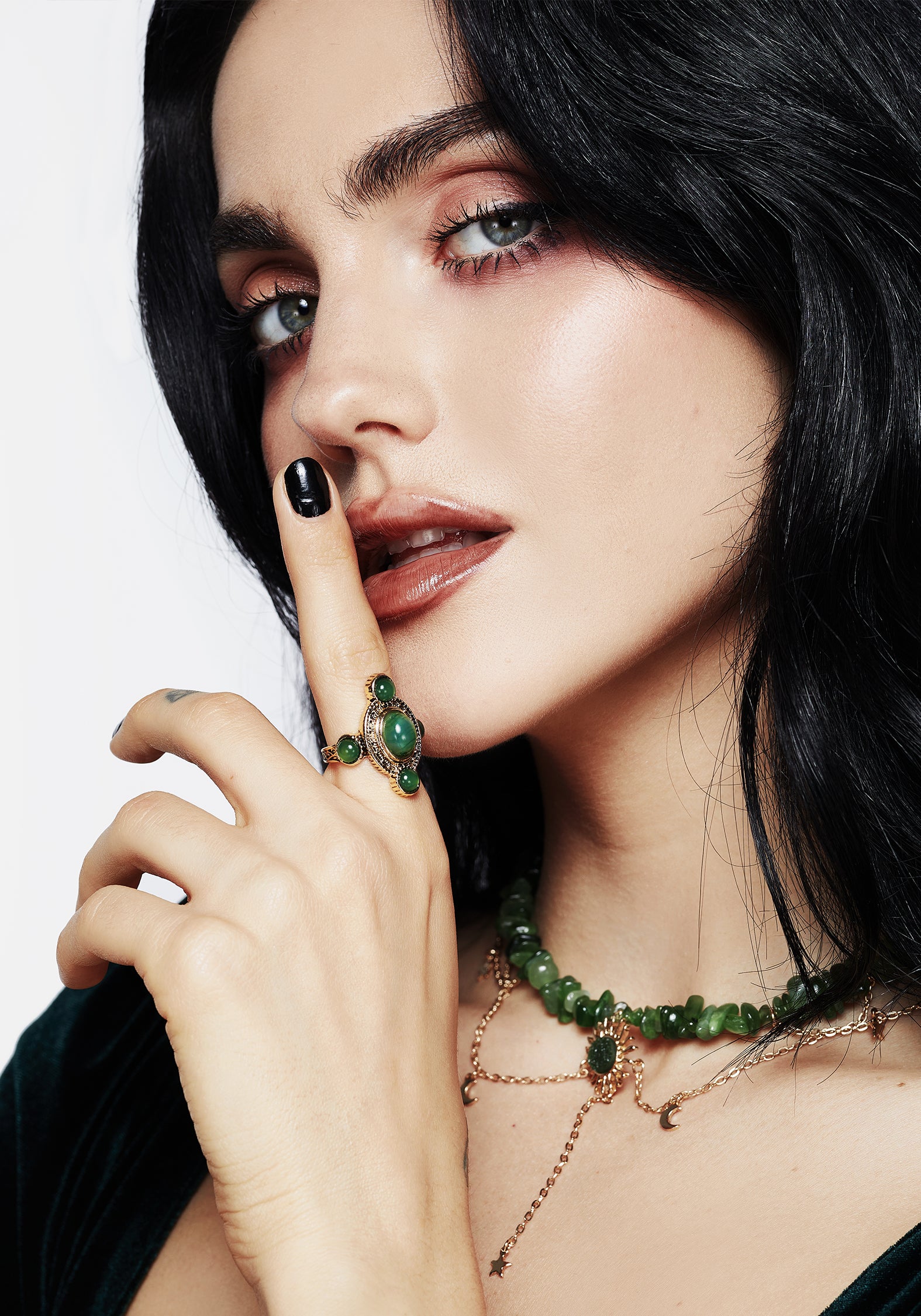 Gold-Plated Green Gem Halo Ring | Viridity