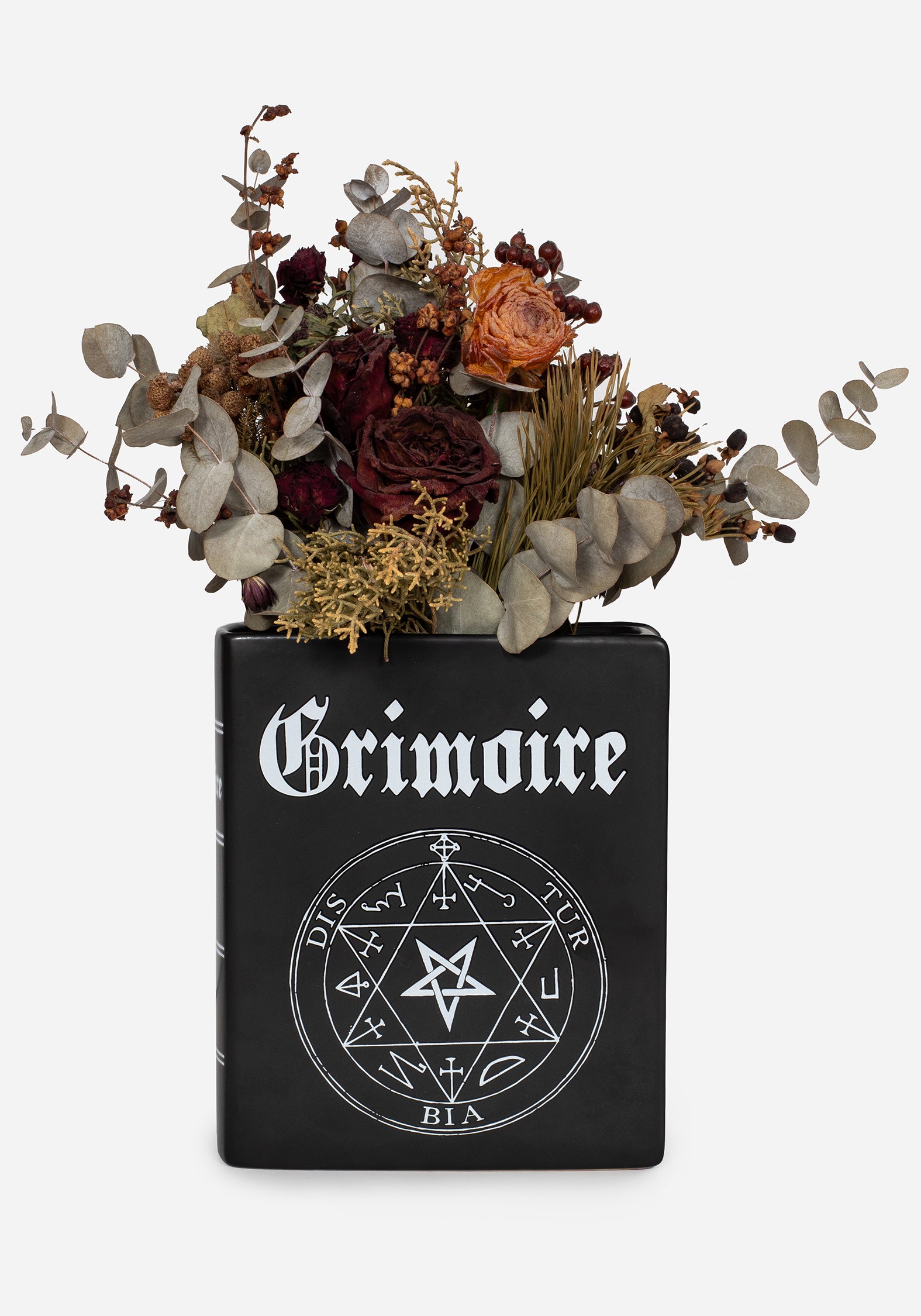Black Ceramic Grimoire Book Vase for Dried Flowers | Maleficarum